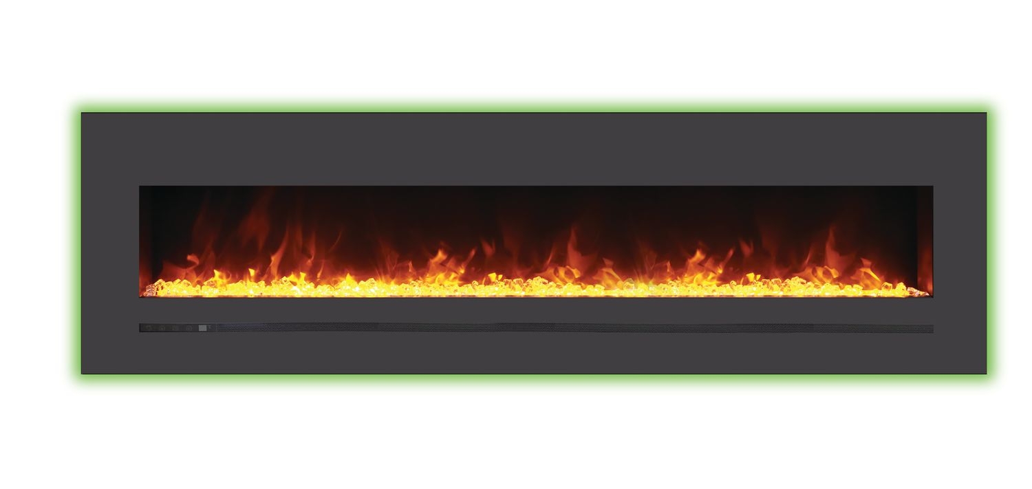 LINEAR 72" Wall Mount/Flush Mount Electric Fireplace w/ Steel Surround & Clear Media