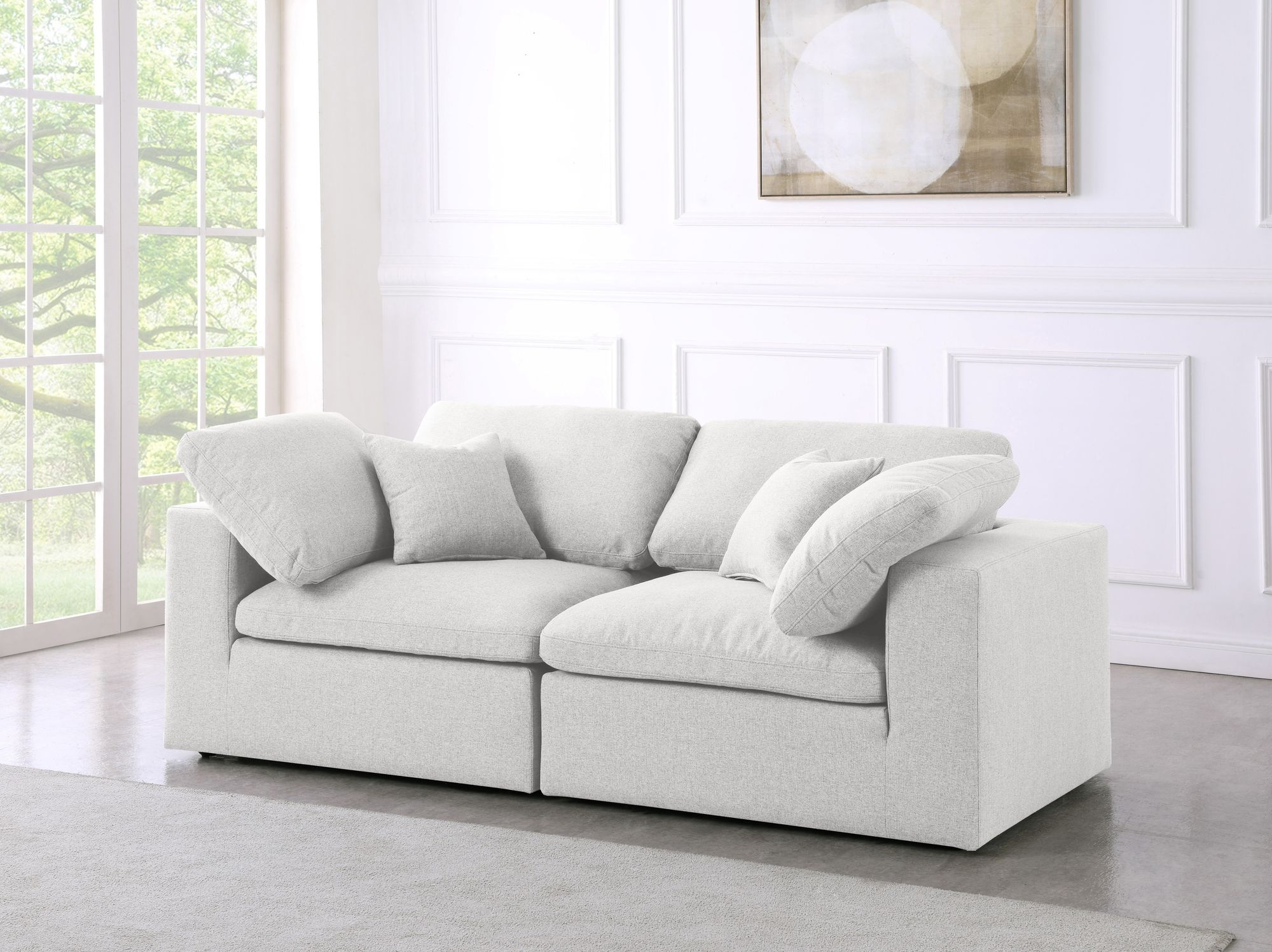 Serene 80" Linen Fabric Deluxe Comfort Modular Sofa