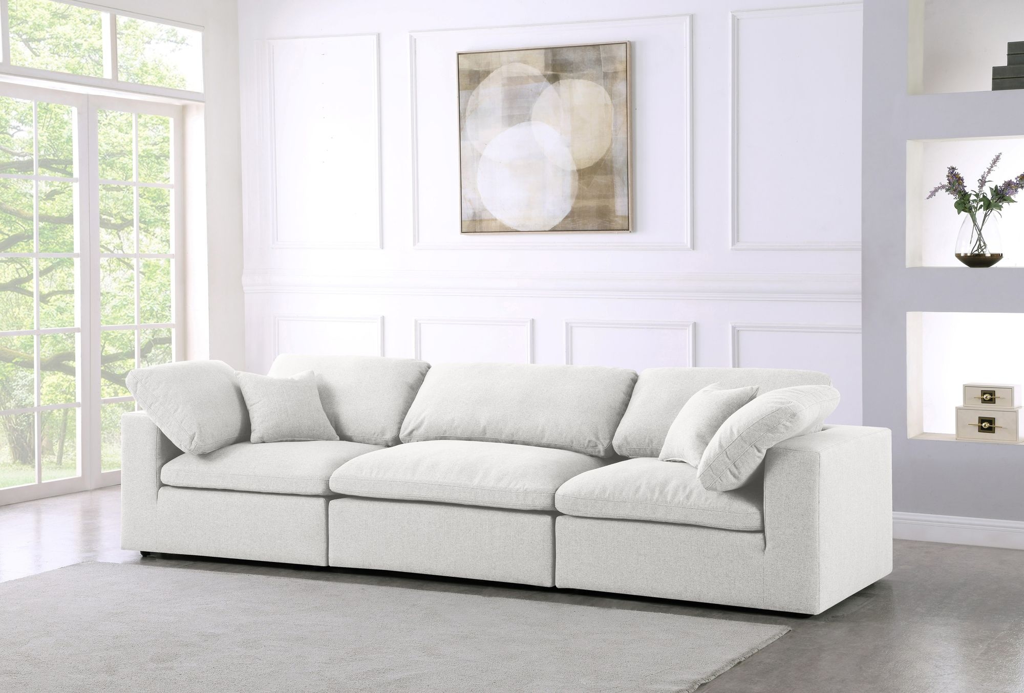 Serene 119" Linen Fabric Deluxe Comfort Modular Sofa