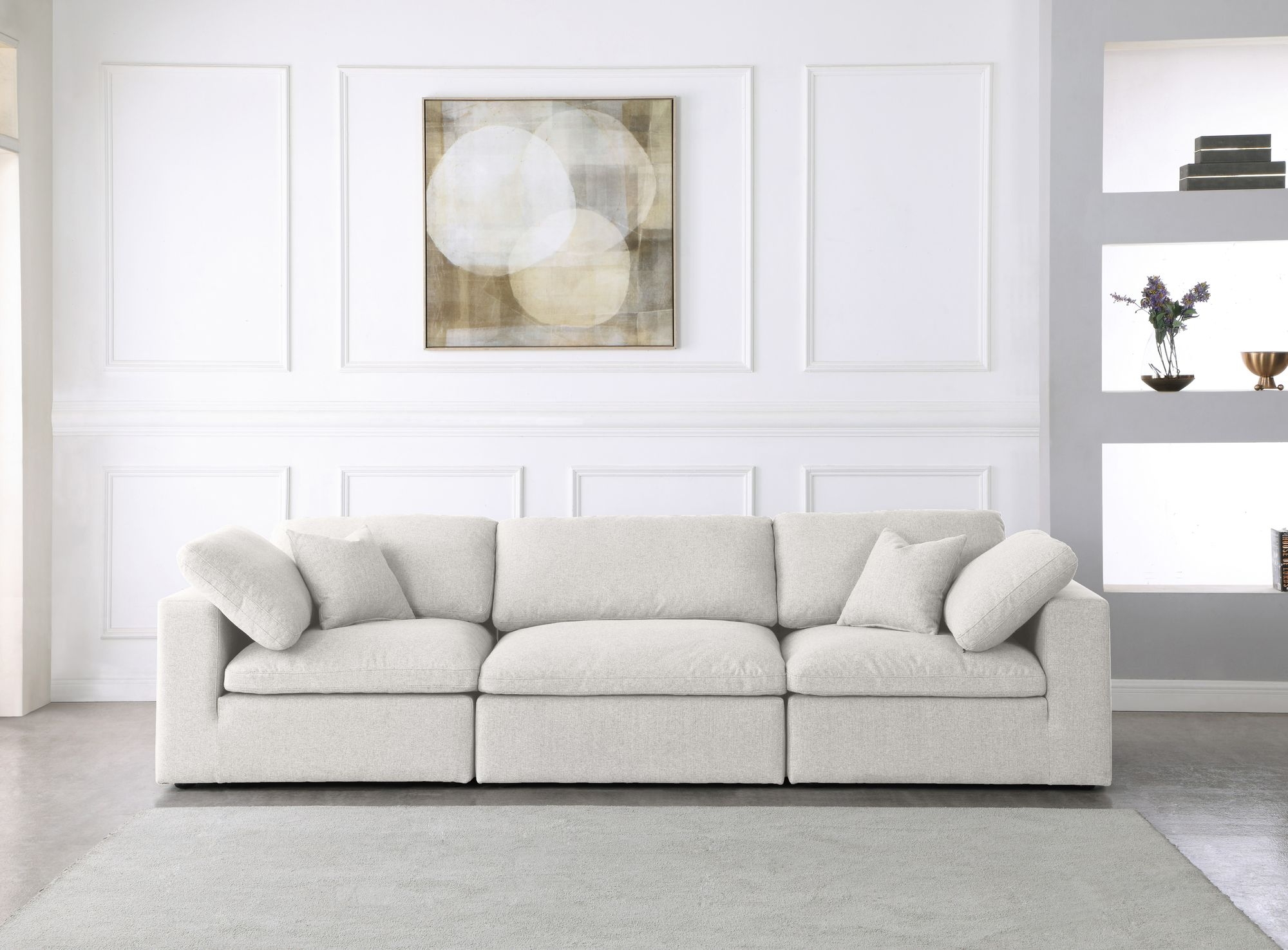 Serene 119" Linen Fabric Deluxe Comfort Modular Sofa