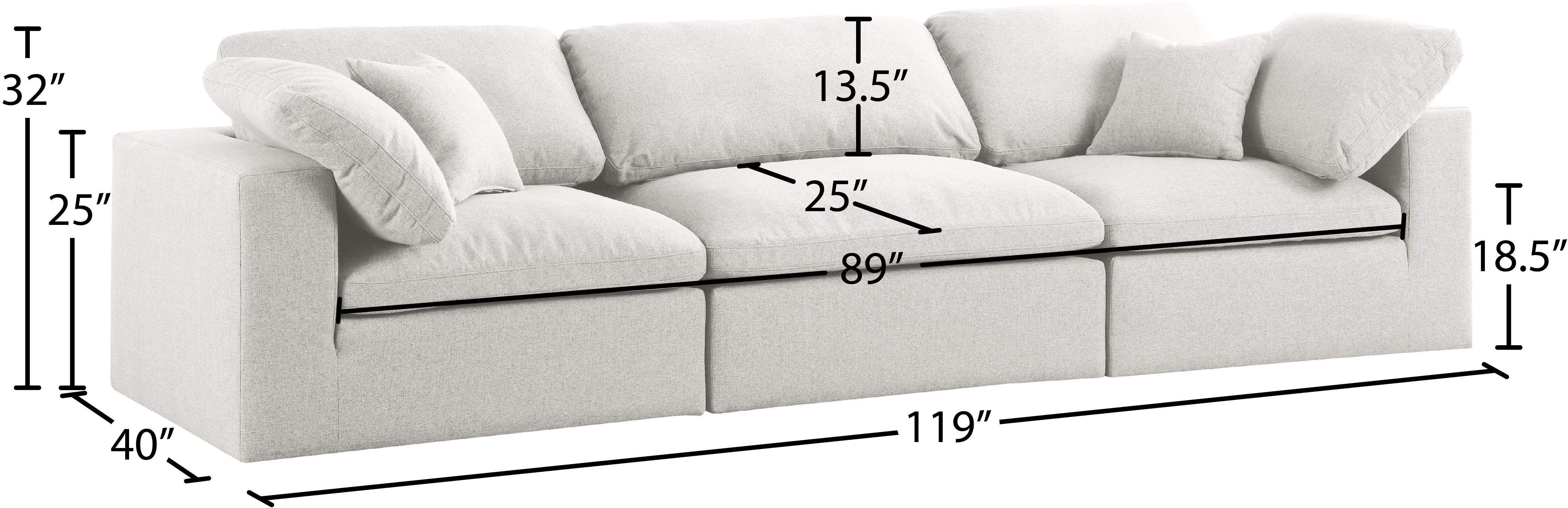 Serene 119" Linen Fabric Deluxe Comfort Modular Sofa