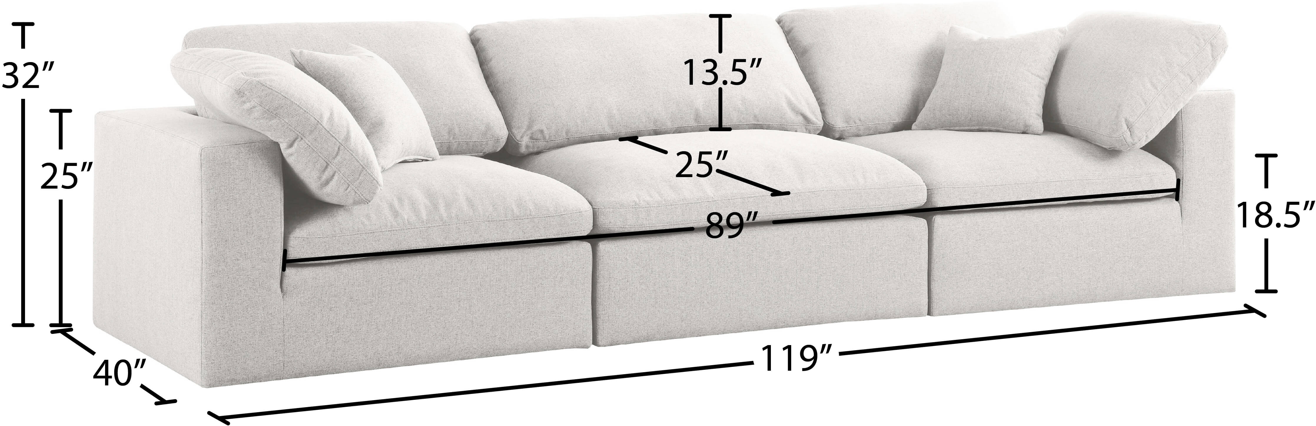 Serene 119" Linen Fabric Deluxe Comfort Modular Sofa