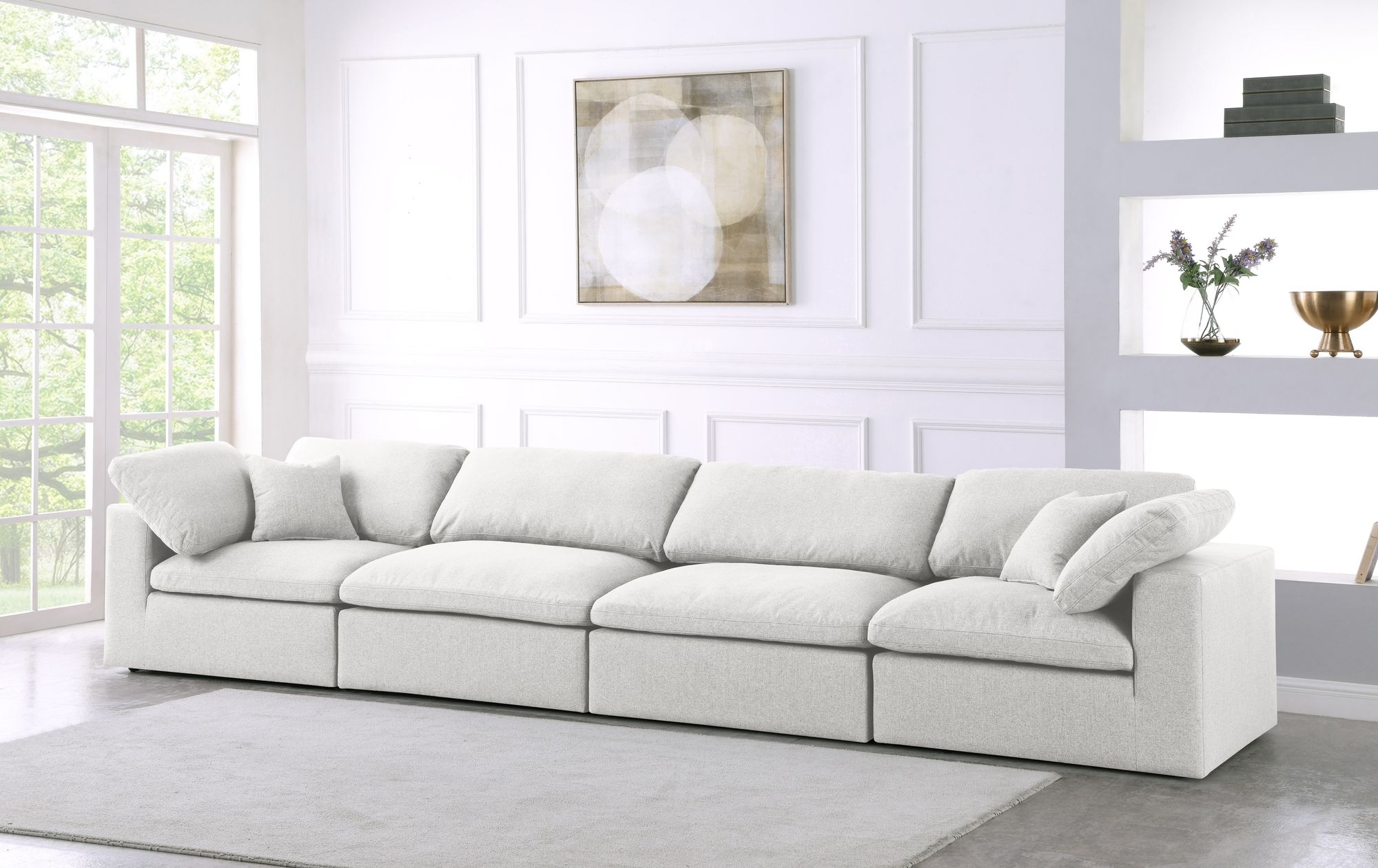 Serene 158" Linen Fabric Deluxe Comfort Modular Sofa