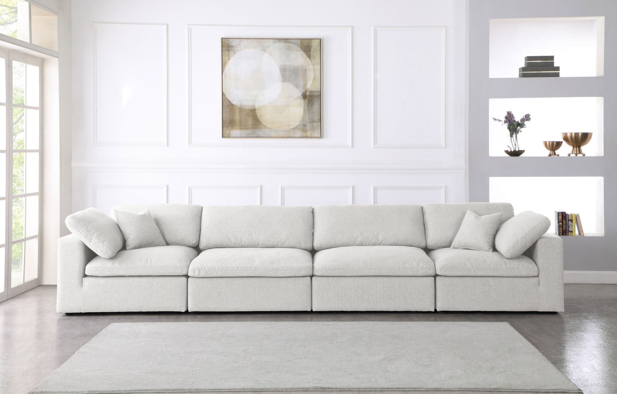 Serene 158" Linen Fabric Deluxe Comfort Modular Sofa