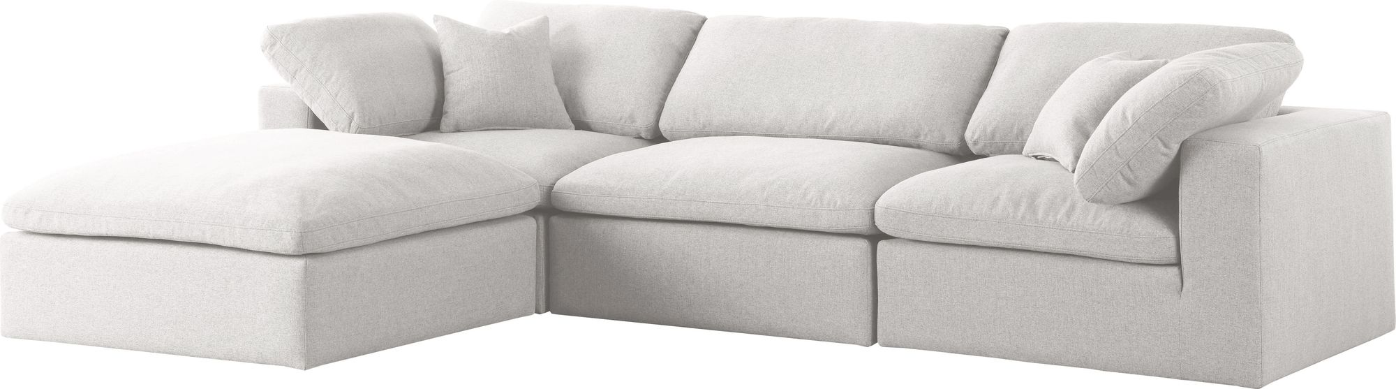 Serene 119" 4-Piece Linen Fabric Deluxe Comfort Modular Corner Sectional