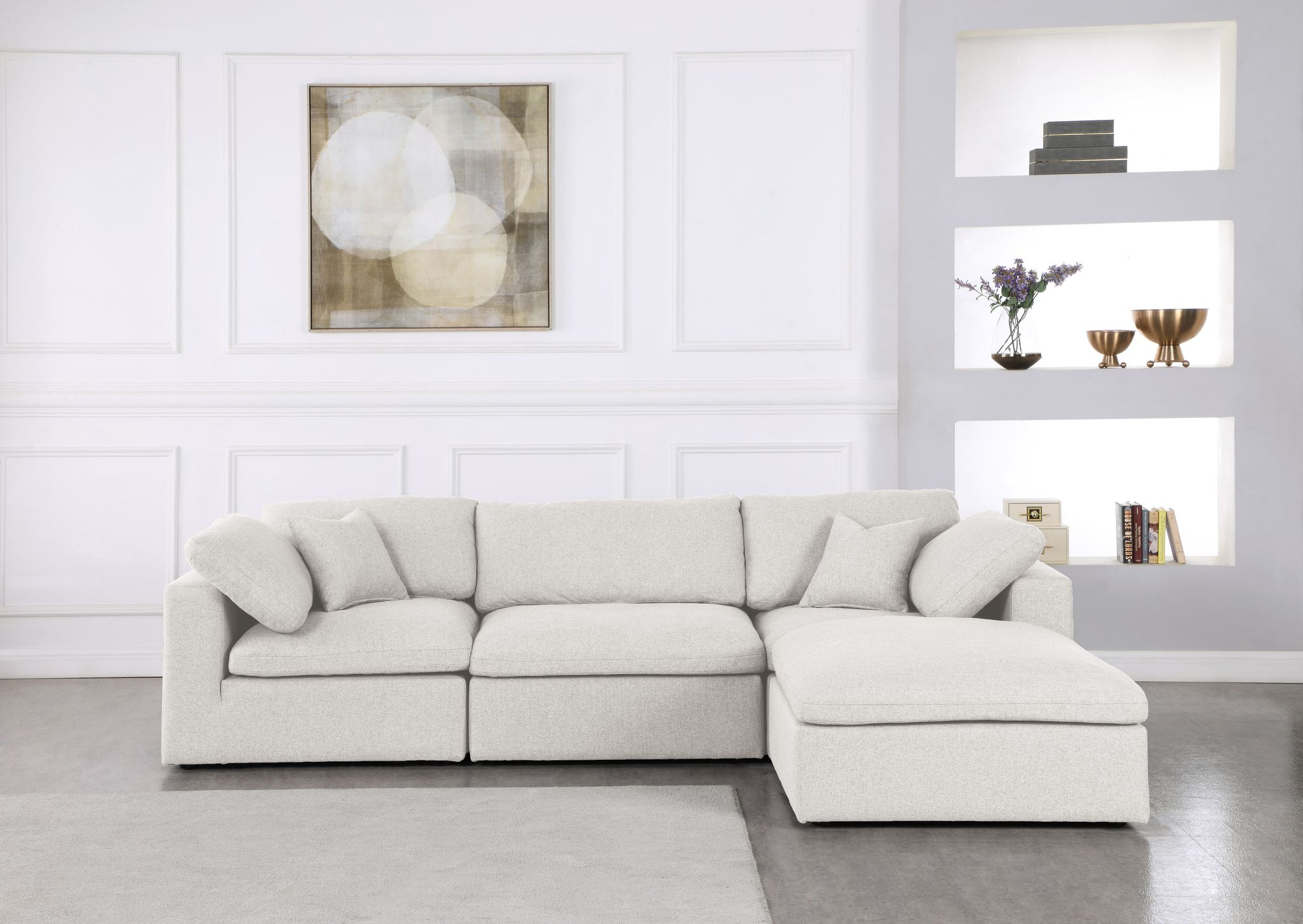 Serene 119" 4-Piece Linen Fabric Deluxe Comfort Modular Corner Sectional