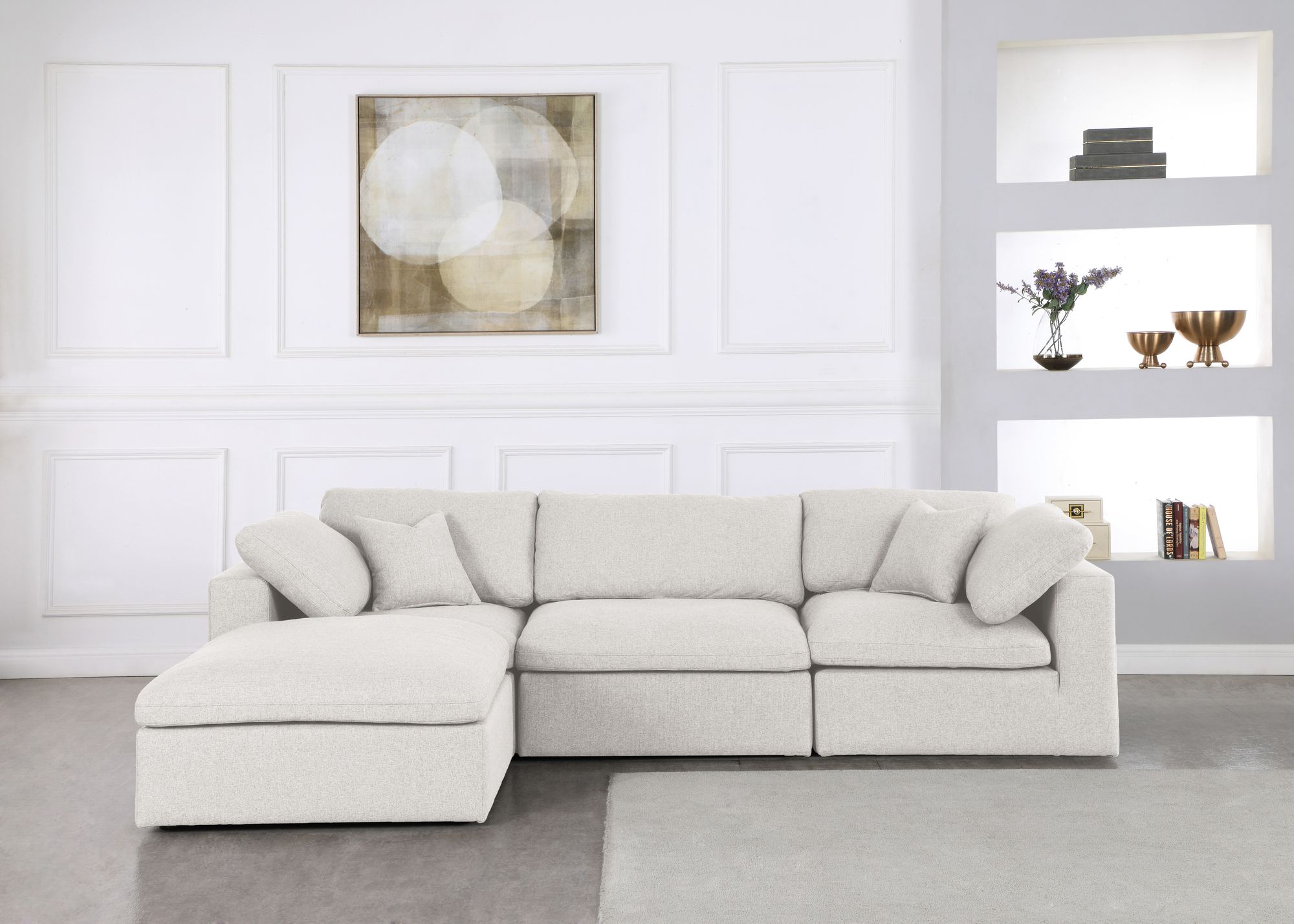Serene 119" 4-Piece Linen Fabric Deluxe Comfort Modular Corner Sectional