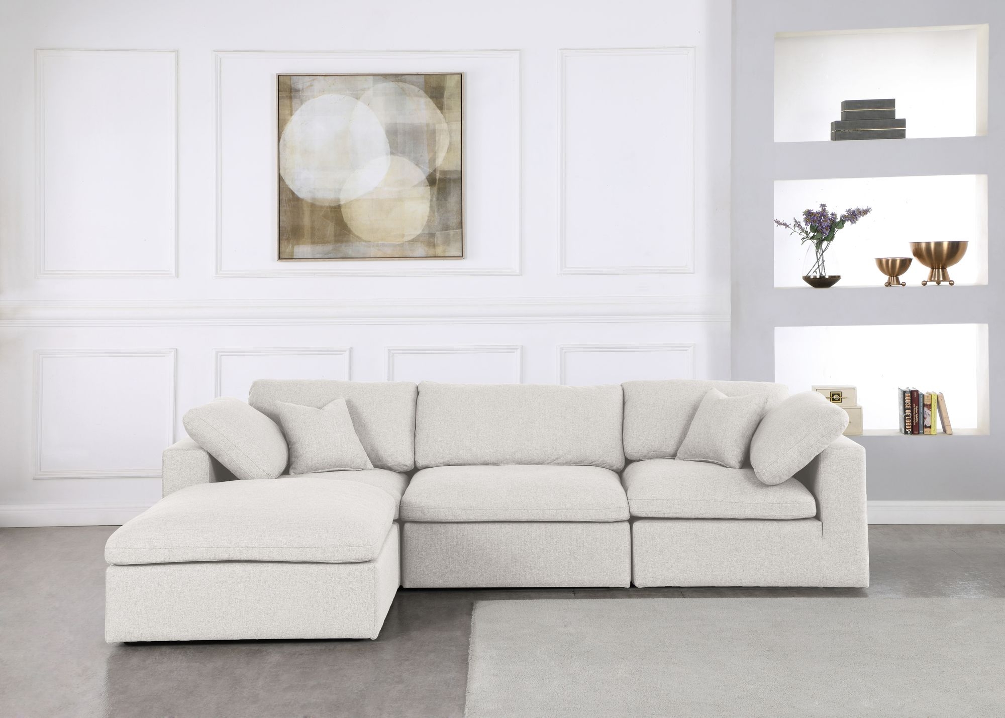 Serene 119" 4-Piece Linen Fabric Deluxe Comfort Modular Corner Sectional