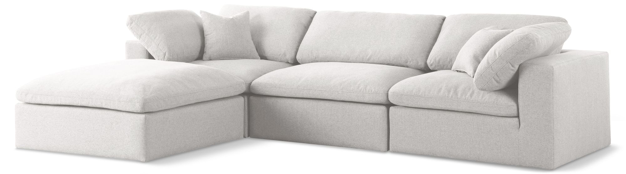 Serene 119" 4-Piece Linen Fabric Deluxe Comfort Modular Corner Sectional
