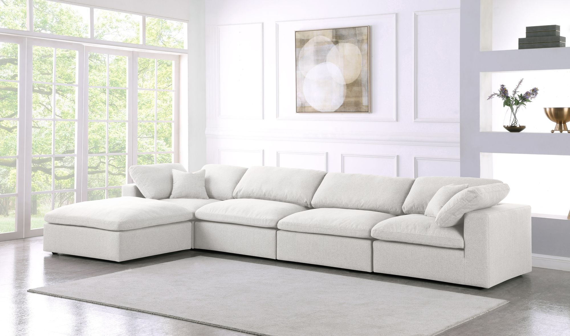 Serene 158" 5-Piece Linen Fabric Deluxe Comfort Modular Sectional