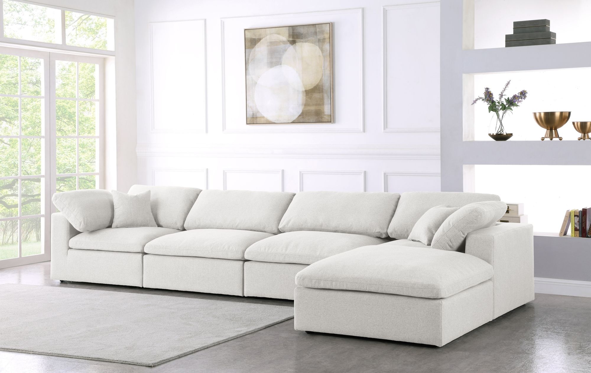 Serene 158" 5-Piece Linen Fabric Deluxe Comfort Modular Sectional