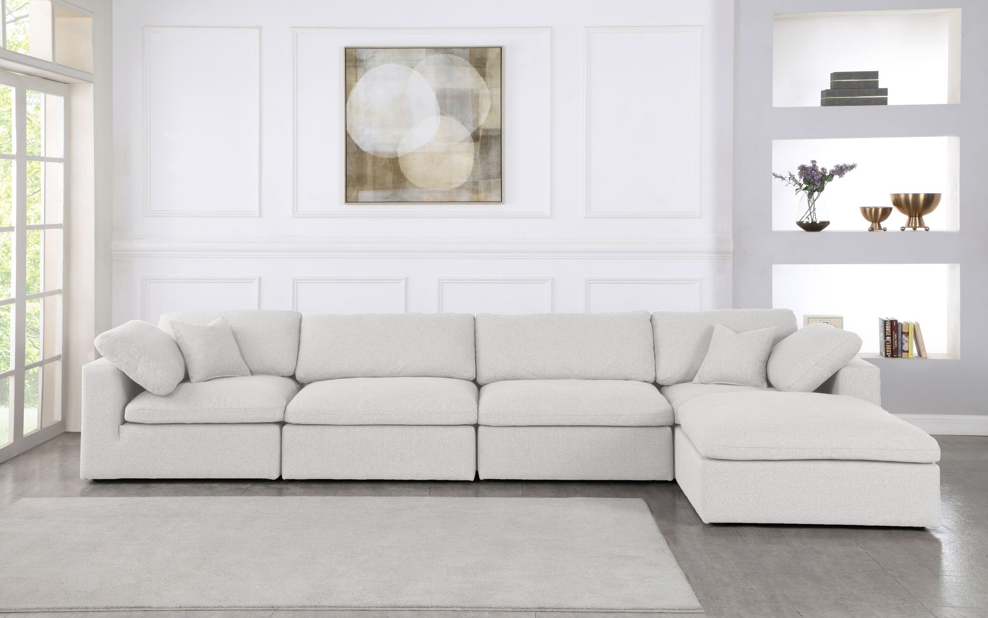 Serene 158" 5-Piece Linen Fabric Deluxe Comfort Modular Sectional