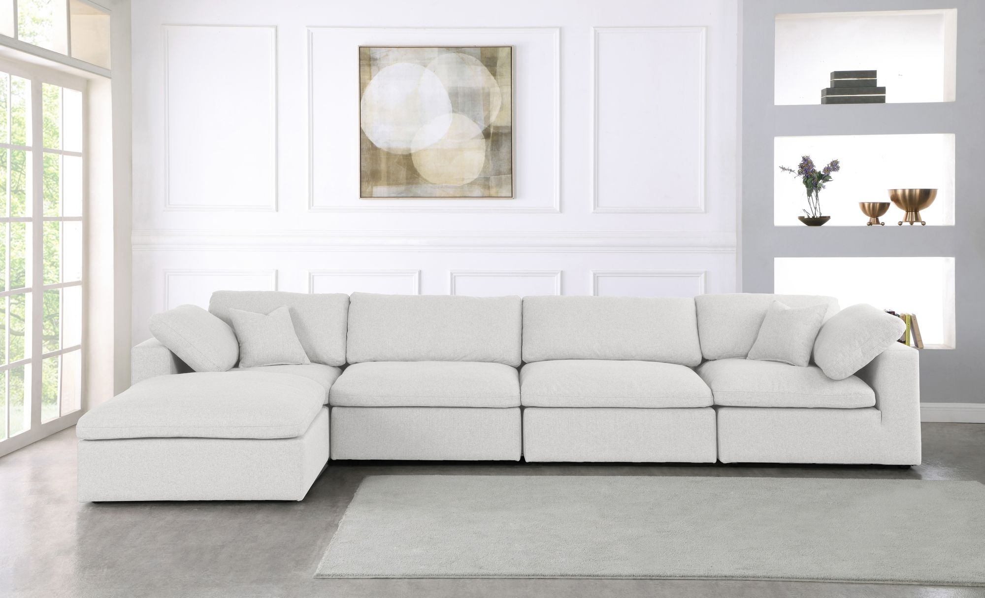Serene 158" 5-Piece Linen Fabric Deluxe Comfort Modular Sectional