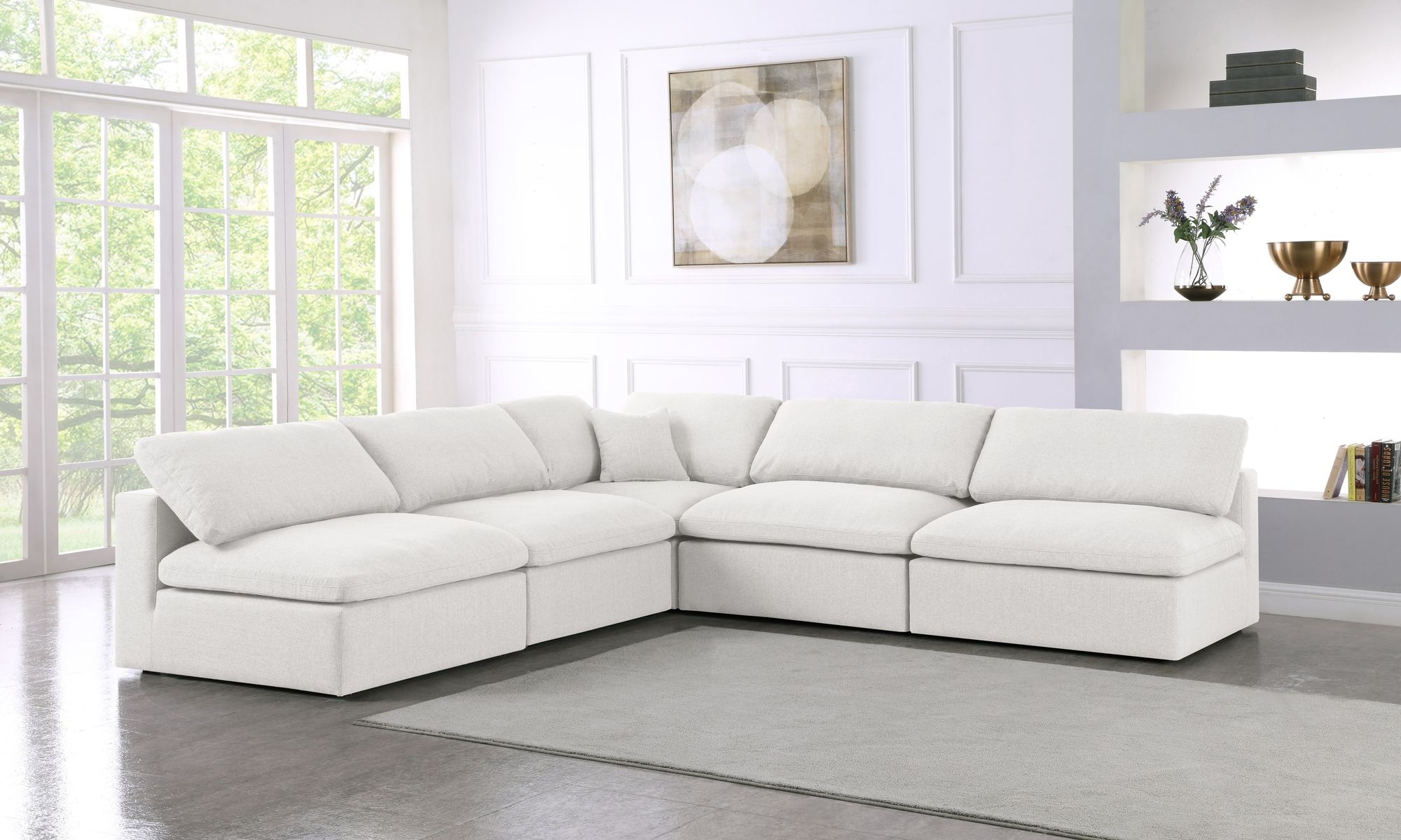 Serene 118" 5-Piece Linen Fabric Deluxe Comfort Modular Armless Sectional