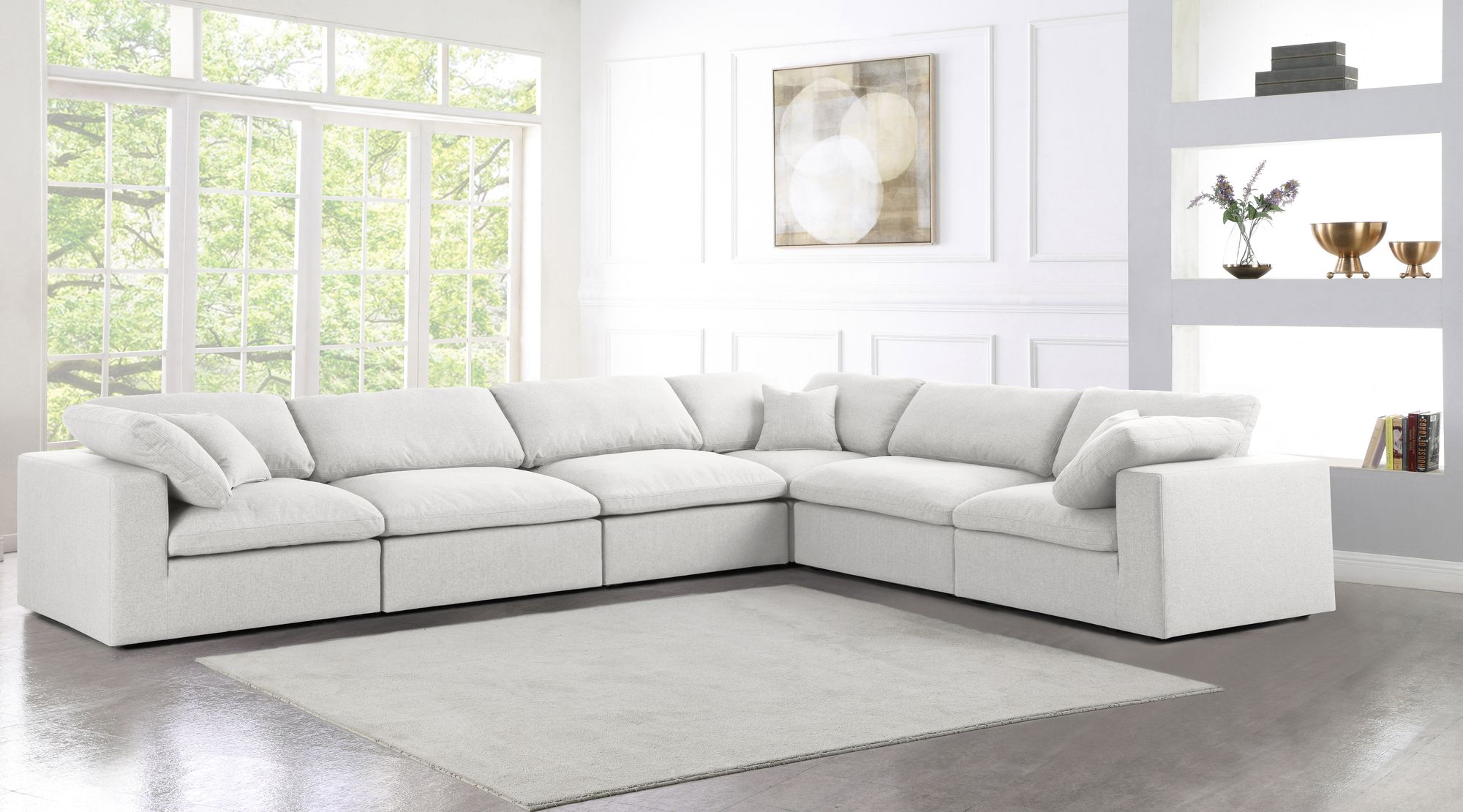 Serene 158" 6-Piece Linen Fabric Deluxe Comfort Modular Corner Sectional
