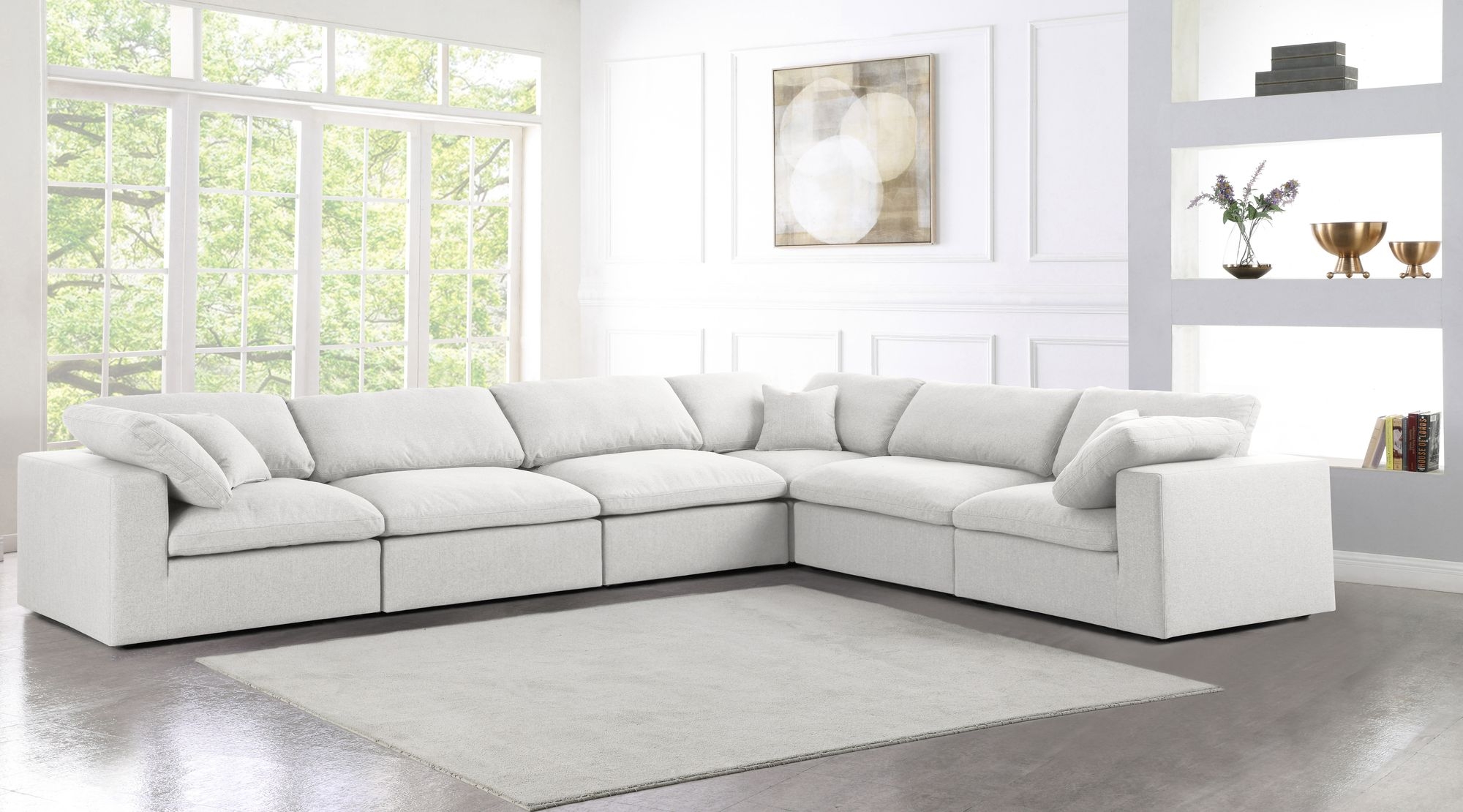 Serene 158" 6-Piece Linen Fabric Deluxe Comfort Modular Corner Sectional