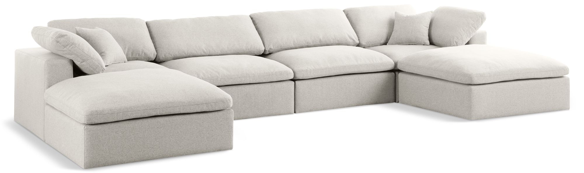 Serene 158" 6-Piece Linen Fabric Deluxe Comfort Modular U-Shape Sectional
