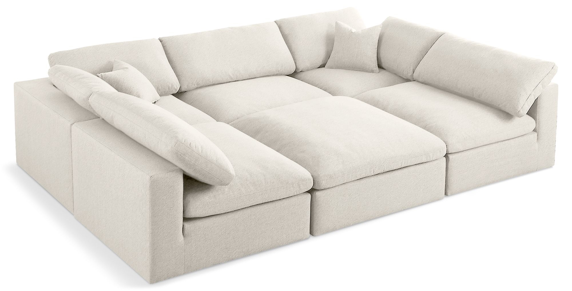 Serene 119" 6-Piece Linen Fabric Deluxe Comfort Modular Sectional