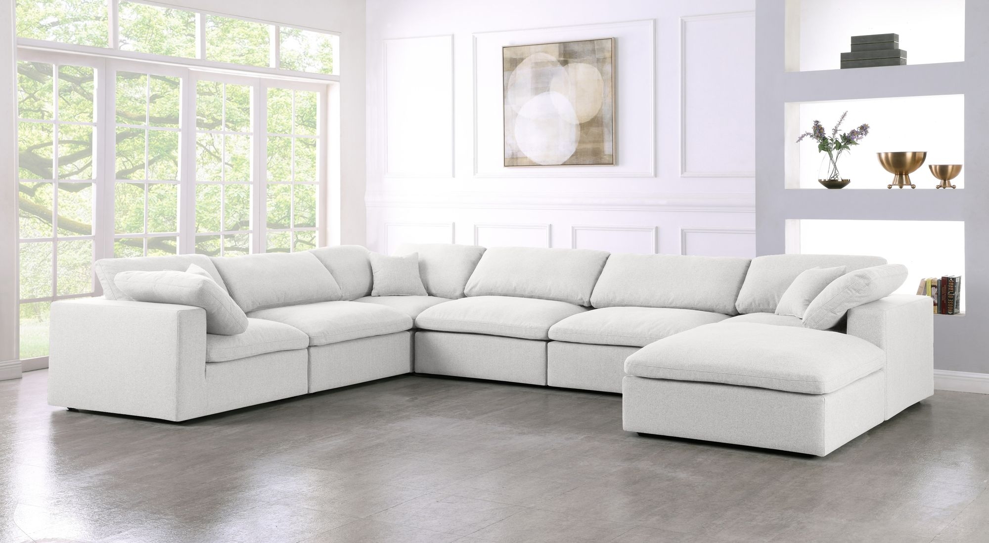 Serene 158" 7-Piece Linen Fabric Deluxe Comfort Modular Sectional