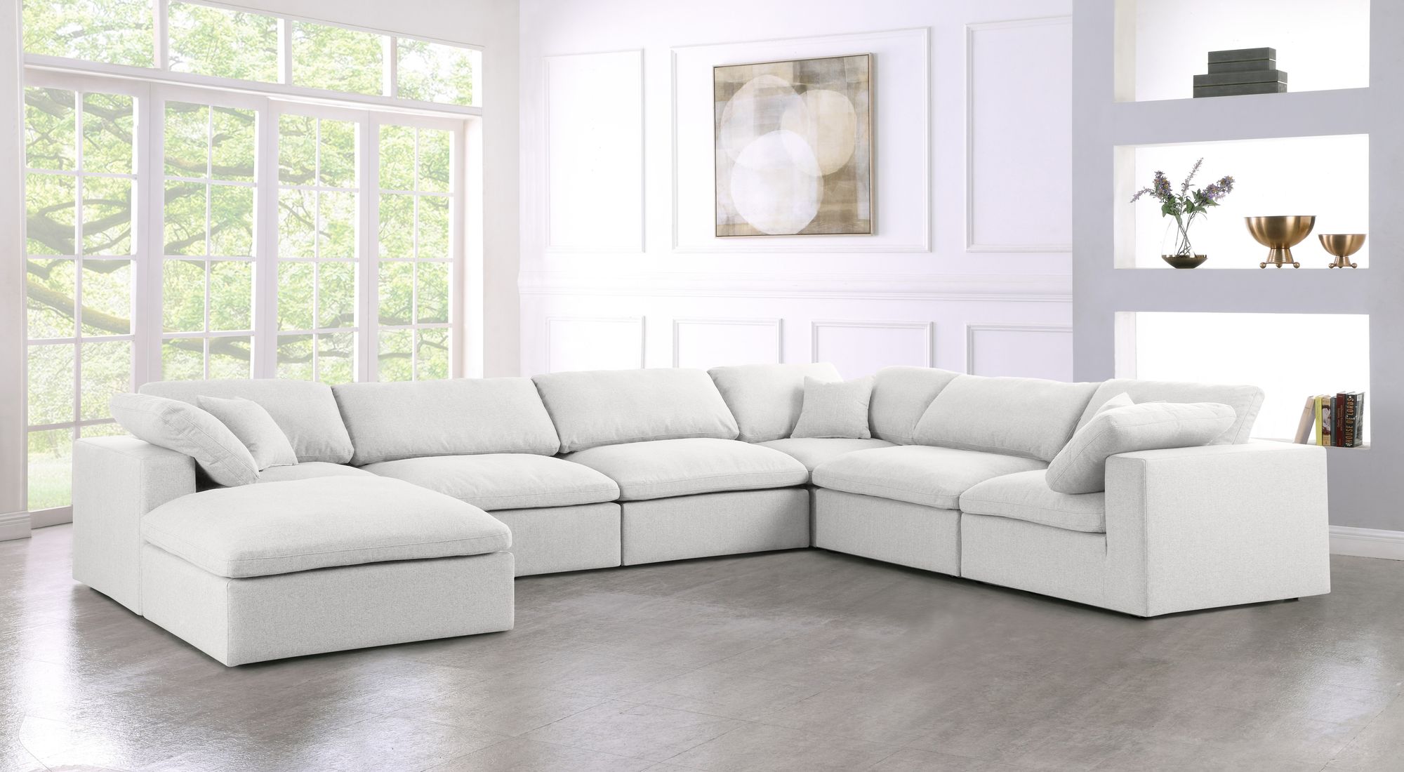 Serene 158" 7-Piece Linen Fabric Deluxe Comfort Modular Sectional