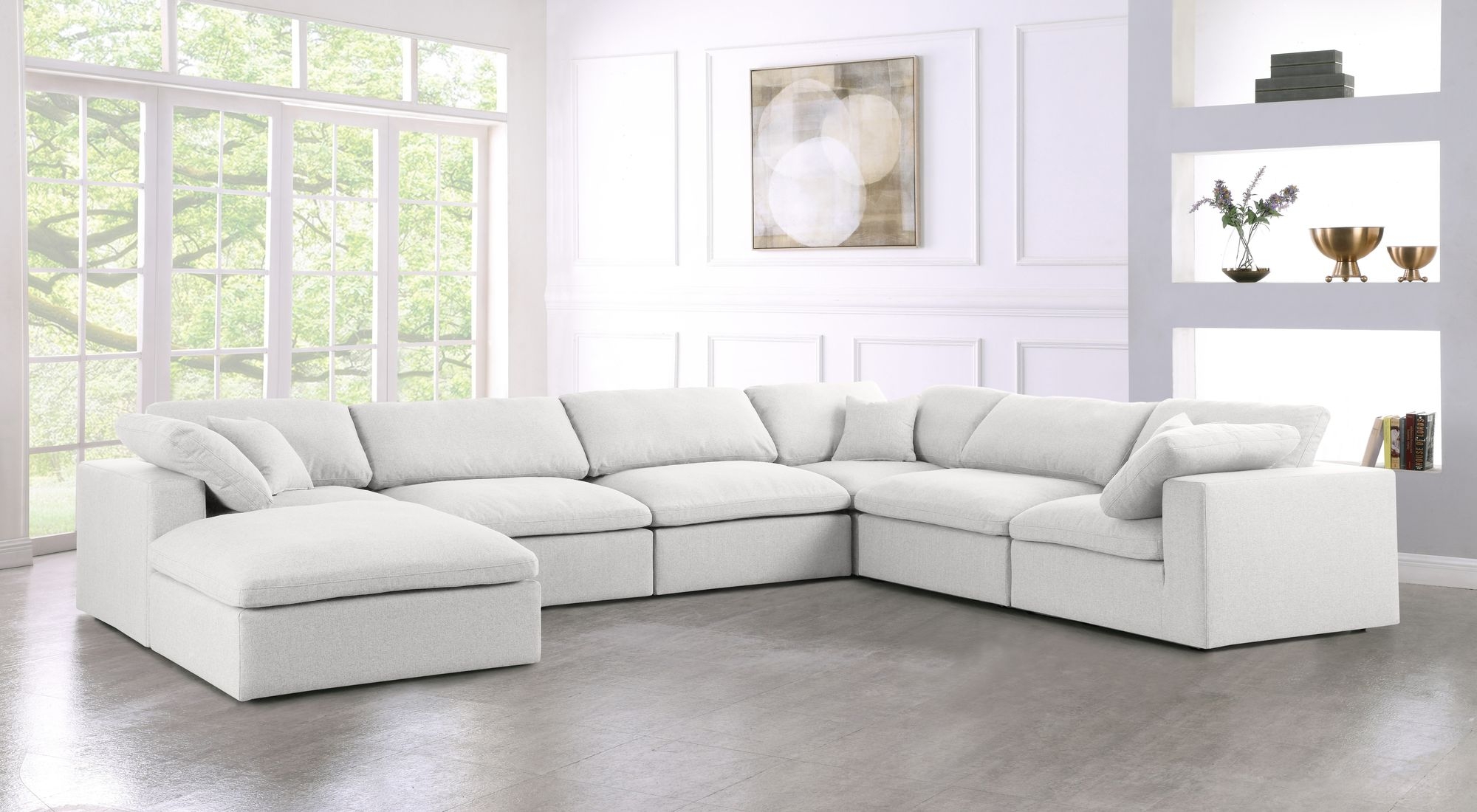 Serene 158" 7-Piece Linen Fabric Deluxe Comfort Modular Sectional