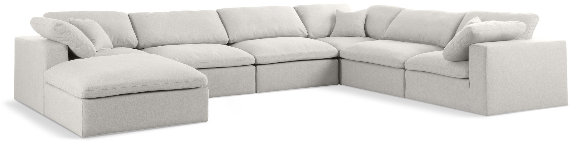 Serene 158" 7-Piece Linen Fabric Deluxe Comfort Modular Sectional