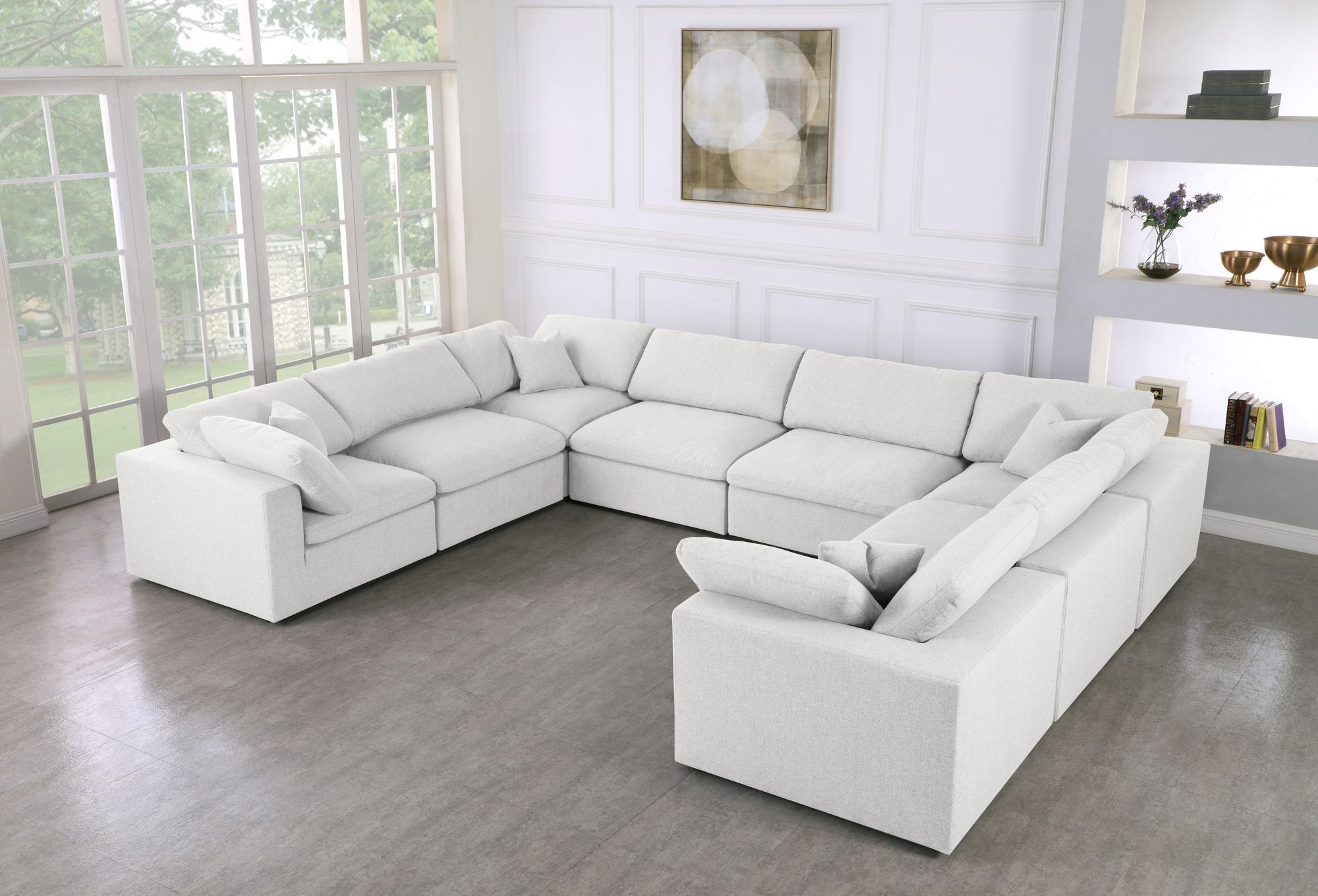 Serene 158" 8-Piece Linen Fabric Deluxe Comfort Modular Sectional