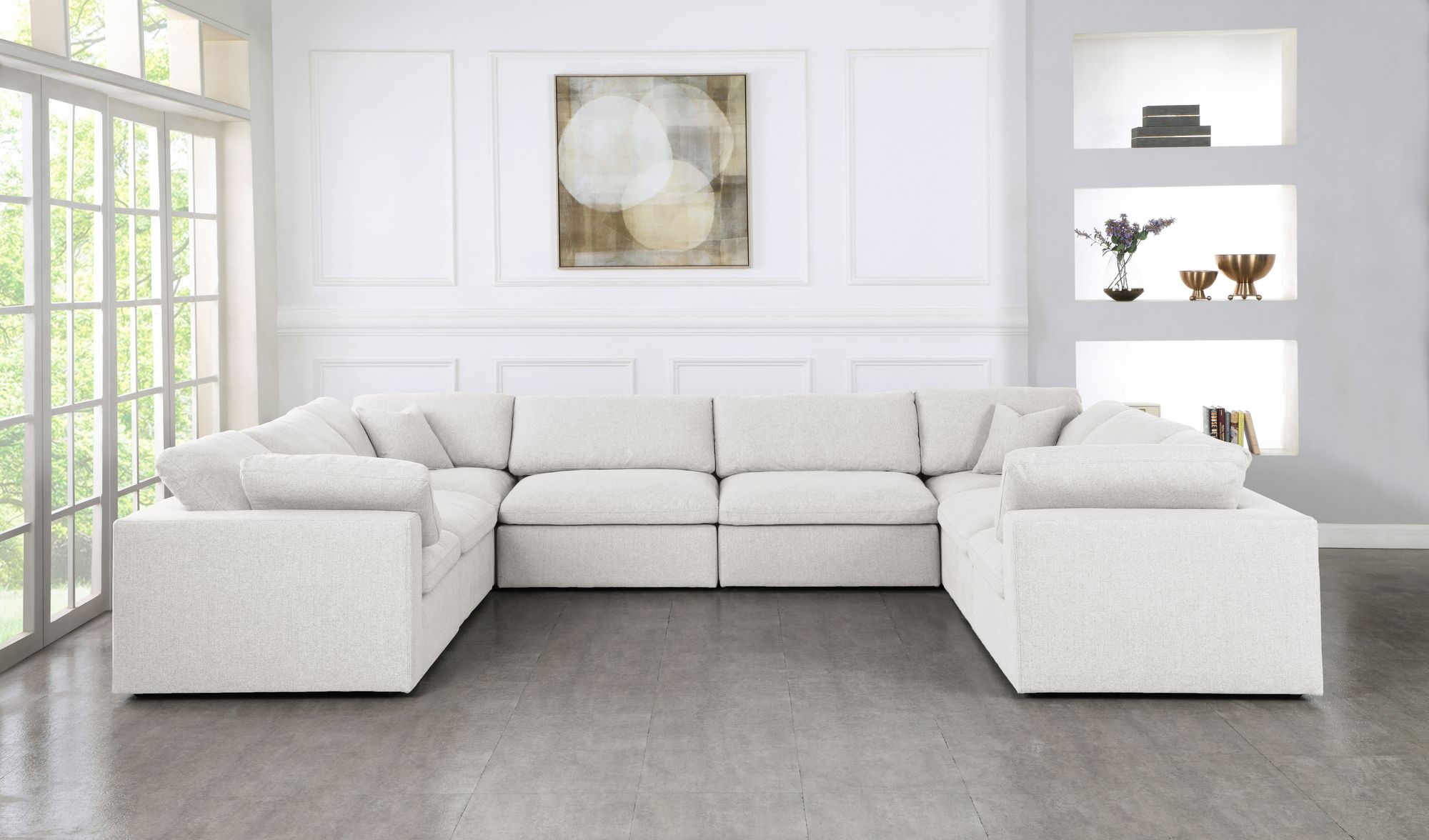 Serene 158" 8-Piece Linen Fabric Deluxe Comfort Modular Sectional