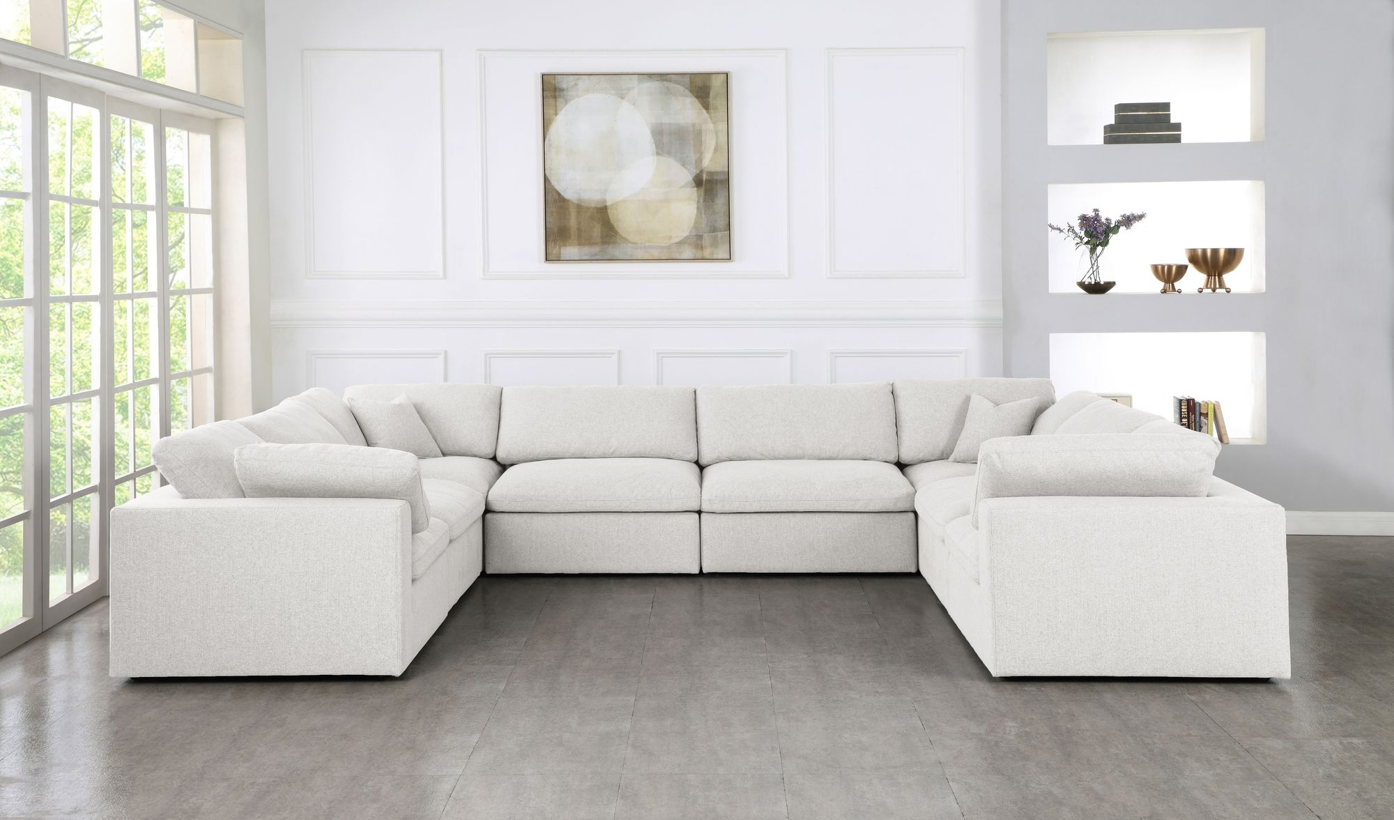 Serene 158" 8-Piece Linen Fabric Deluxe Comfort Modular Sectional