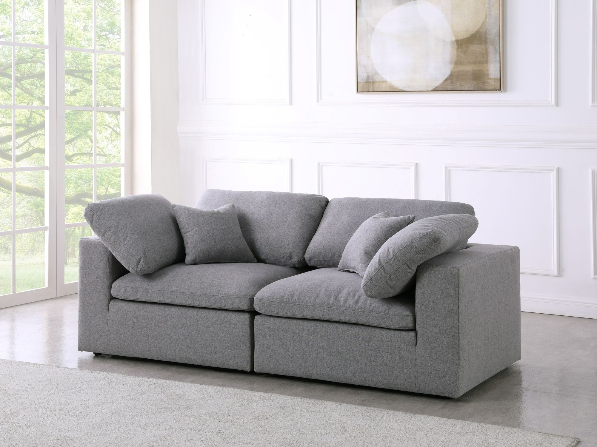 Serene 80" Linen Fabric Deluxe Comfort Modular Sofa