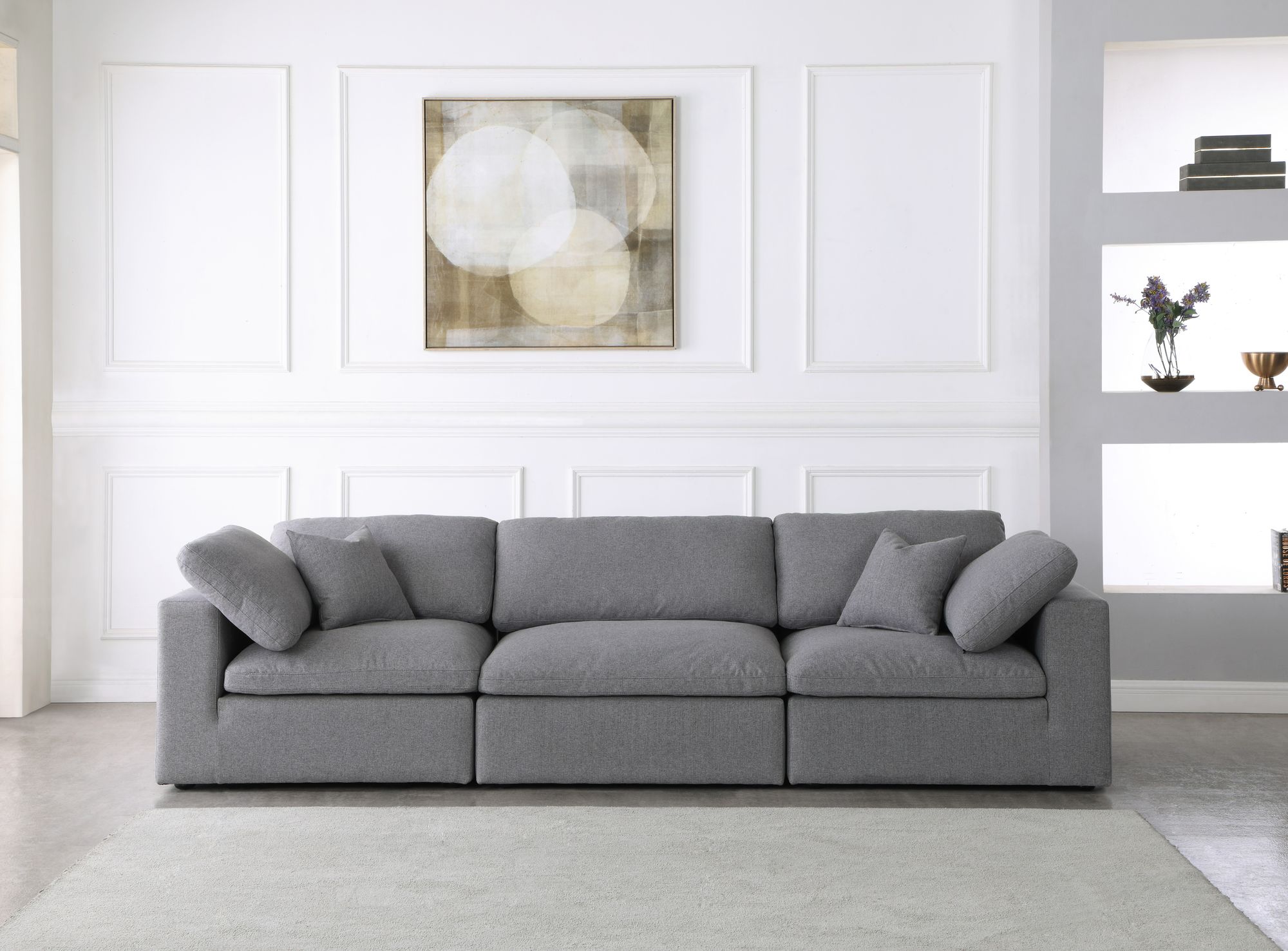 Serene 119" Linen Fabric Deluxe Comfort Modular Sofa