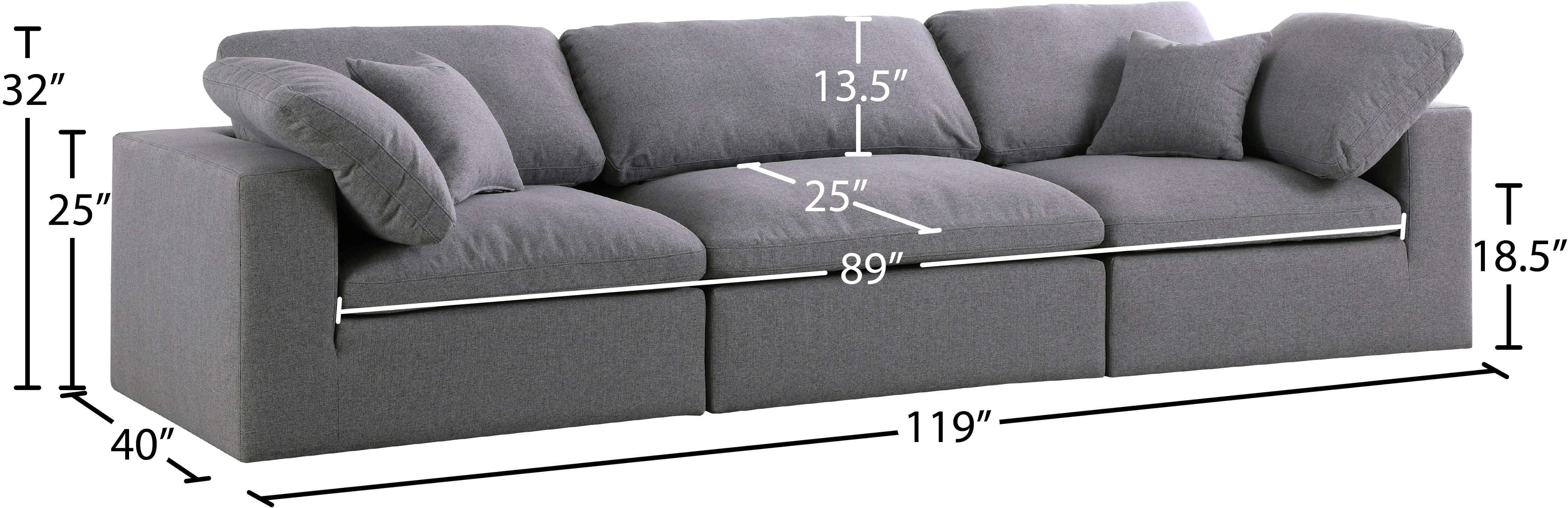 Serene 119" Linen Fabric Deluxe Comfort Modular Sofa