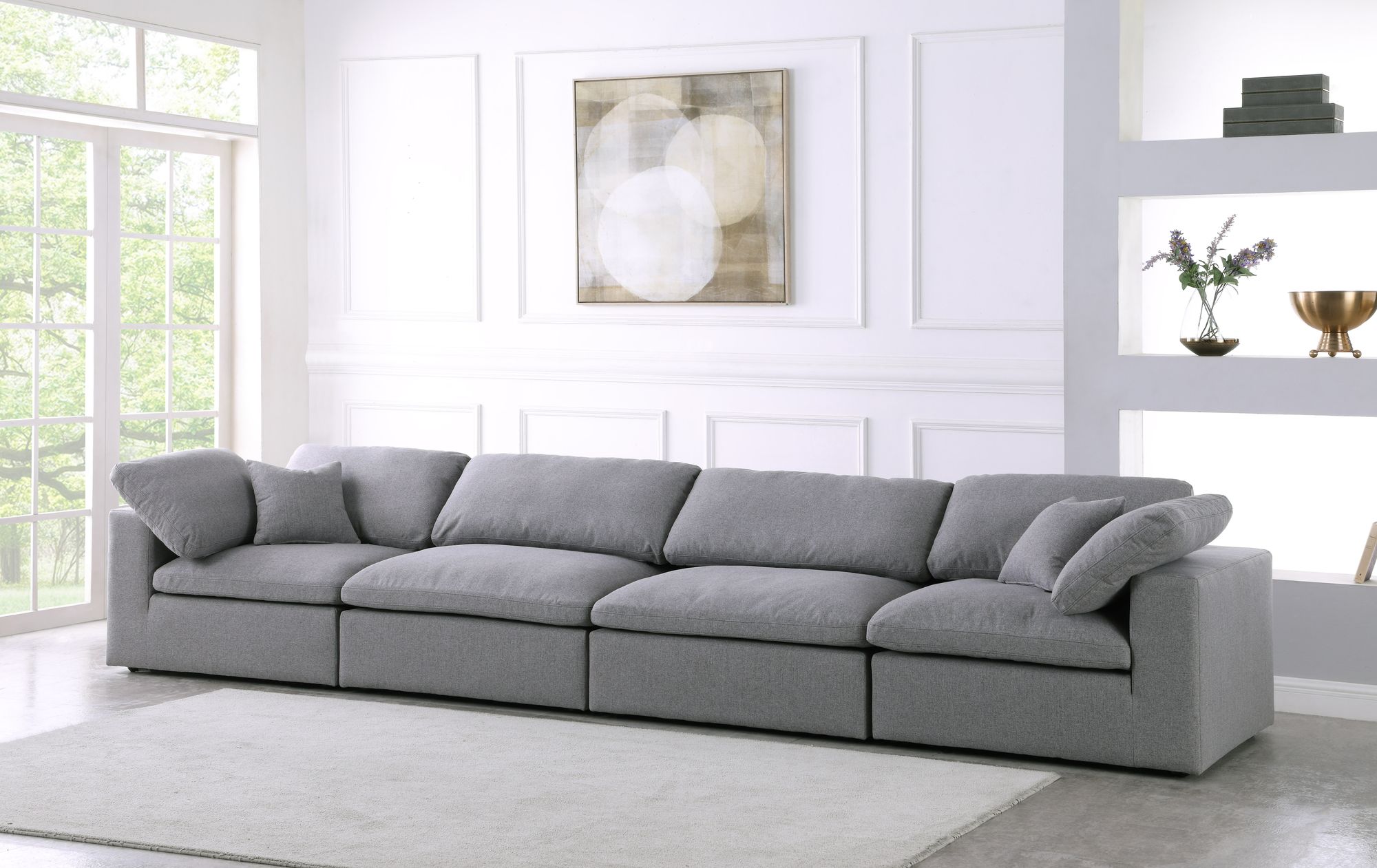 Serene 158" Linen Fabric Deluxe Comfort Modular Sofa