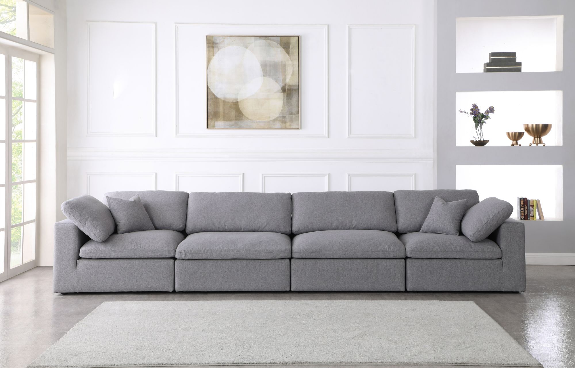 Serene 158" Linen Fabric Deluxe Comfort Modular Sofa