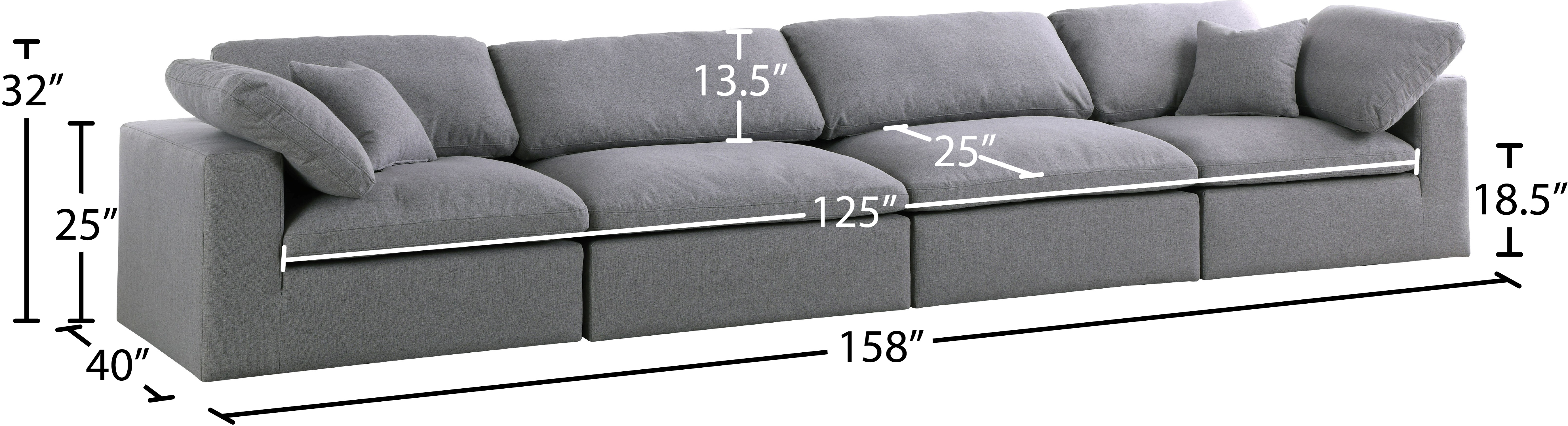 Serene 158" Linen Fabric Deluxe Comfort Modular Sofa