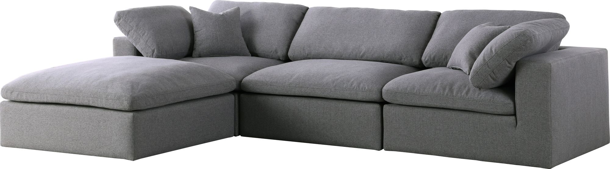 Serene 119" 4-Piece Linen Fabric Deluxe Comfort Modular Corner Sectional