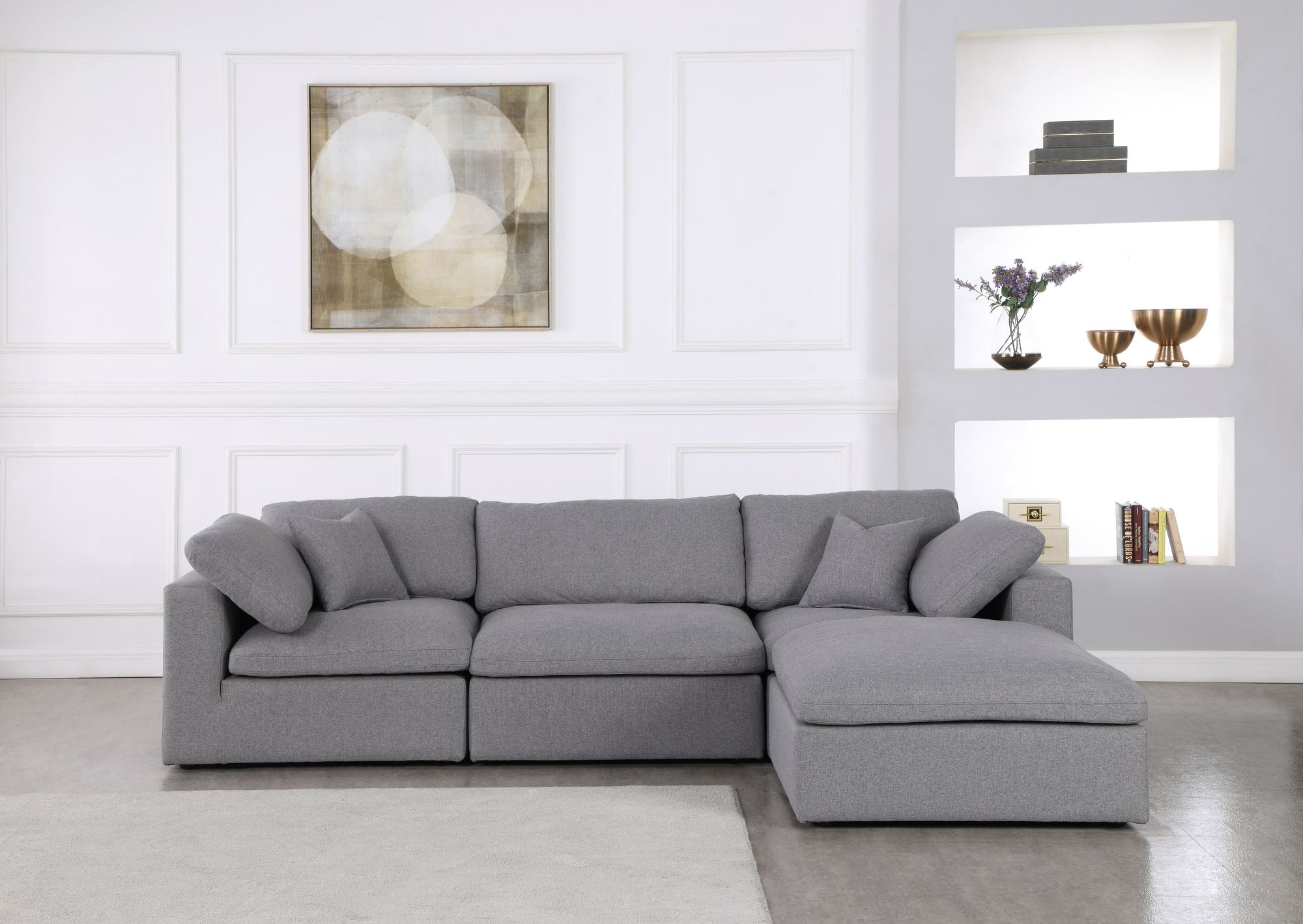 Serene 119" 4-Piece Linen Fabric Deluxe Comfort Modular Corner Sectional
