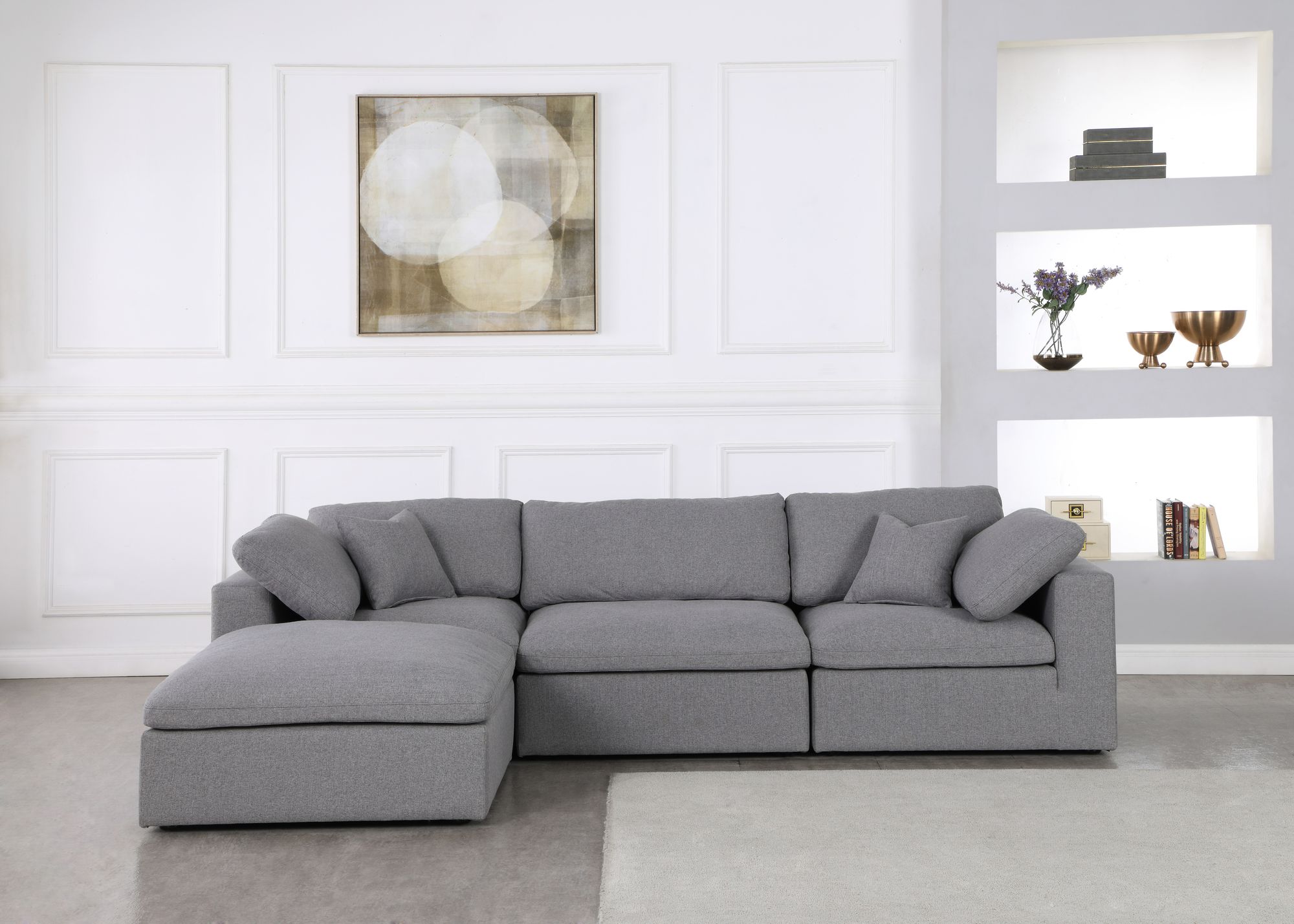 Serene 119" 4-Piece Linen Fabric Deluxe Comfort Modular Corner Sectional