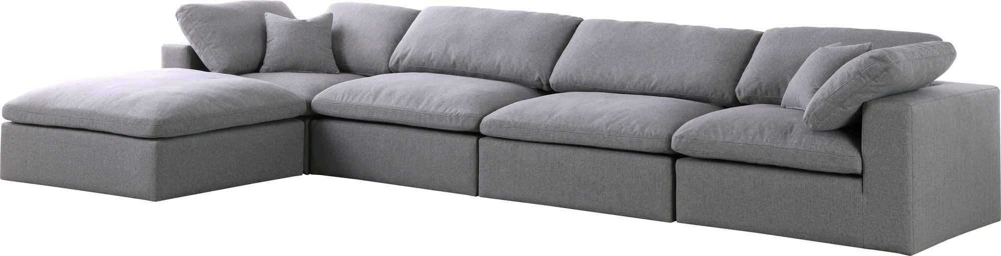 Serene 158" 5-Piece Linen Fabric Deluxe Comfort Modular Sectional