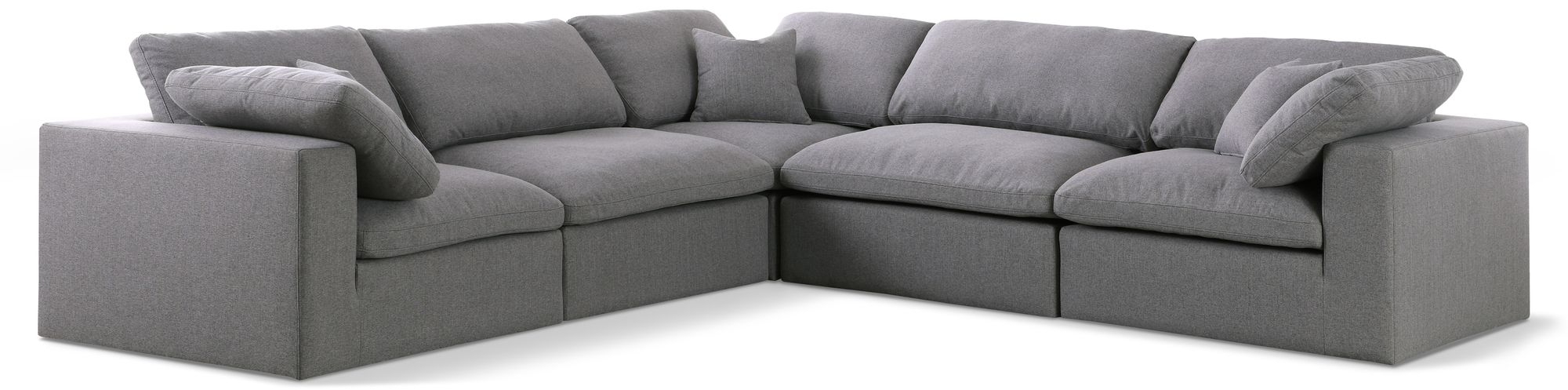 Serene 118" 5-Piece Linen Fabric Deluxe Comfort Modular Sectional