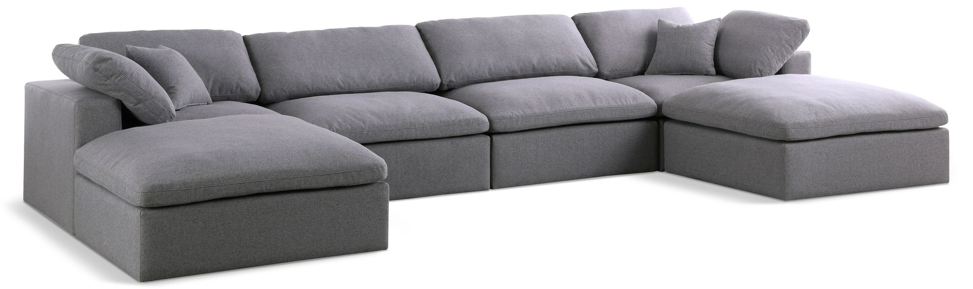 Serene 158" 6-Piece Linen Fabric Deluxe Comfort Modular U-Shape Sectional