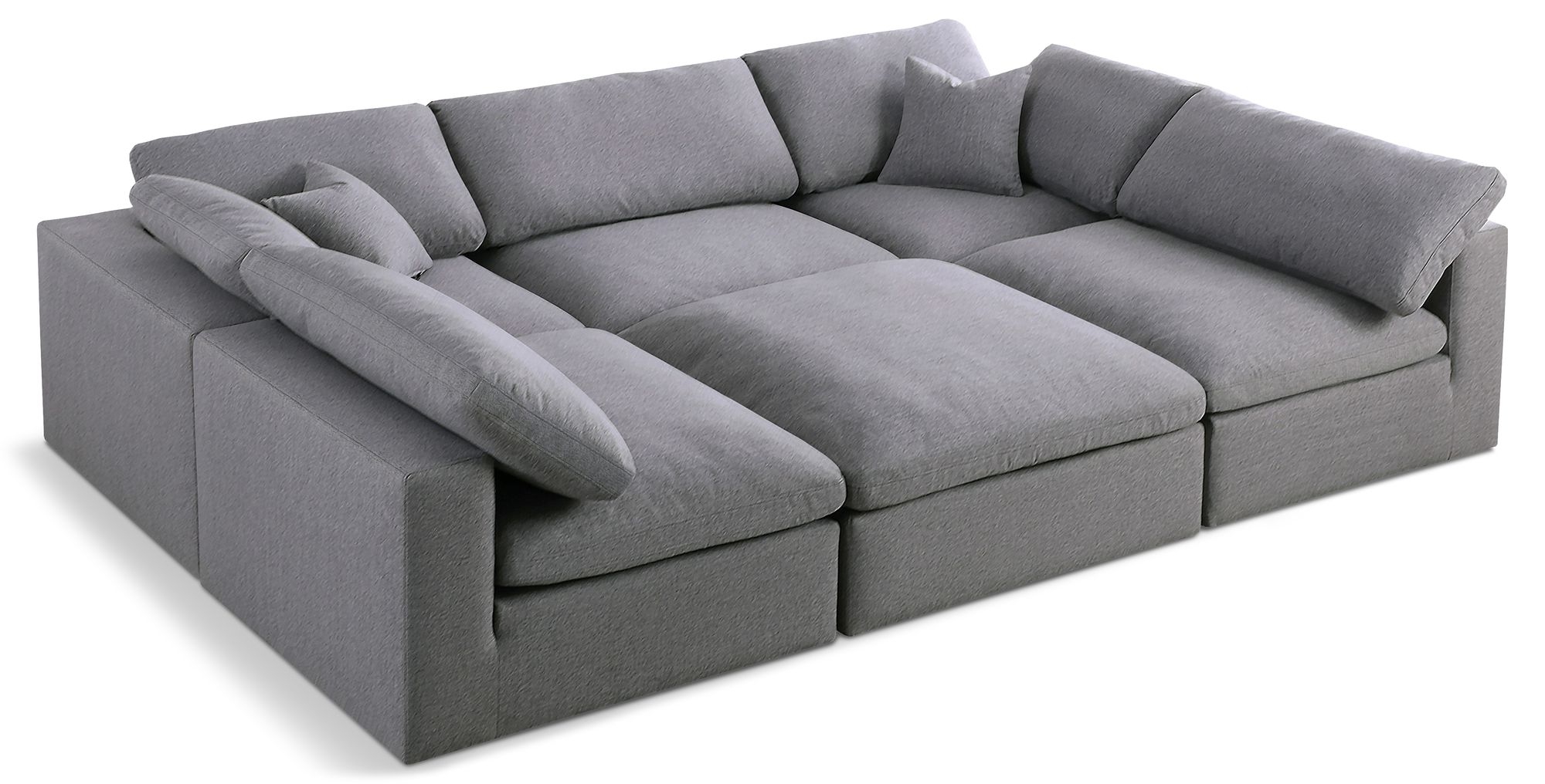Serene 119" 6-Piece Linen Fabric Deluxe Comfort Modular Sectional