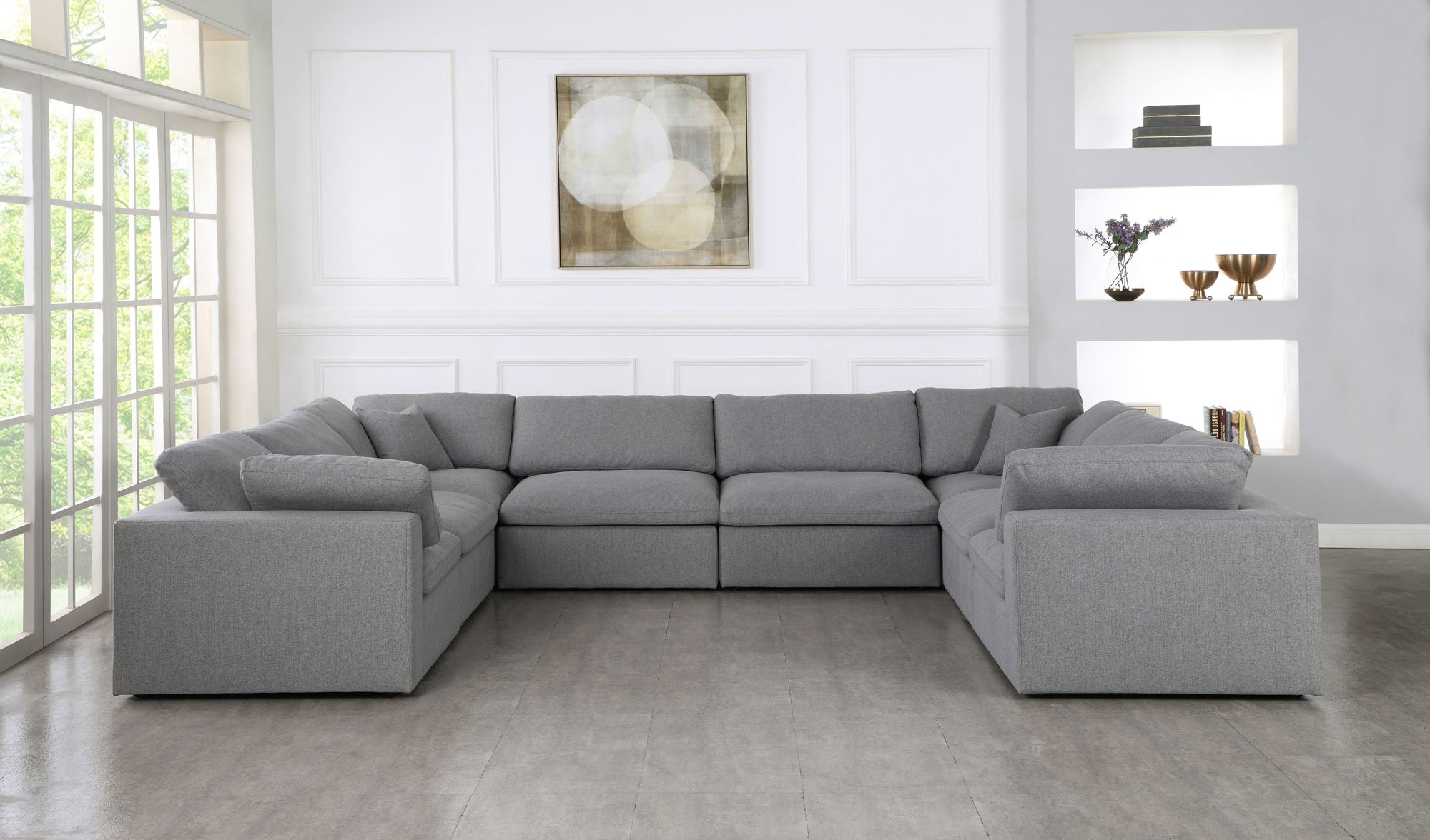 Serene 158" 8-Piece Linen Fabric Deluxe Comfort Modular Sectional