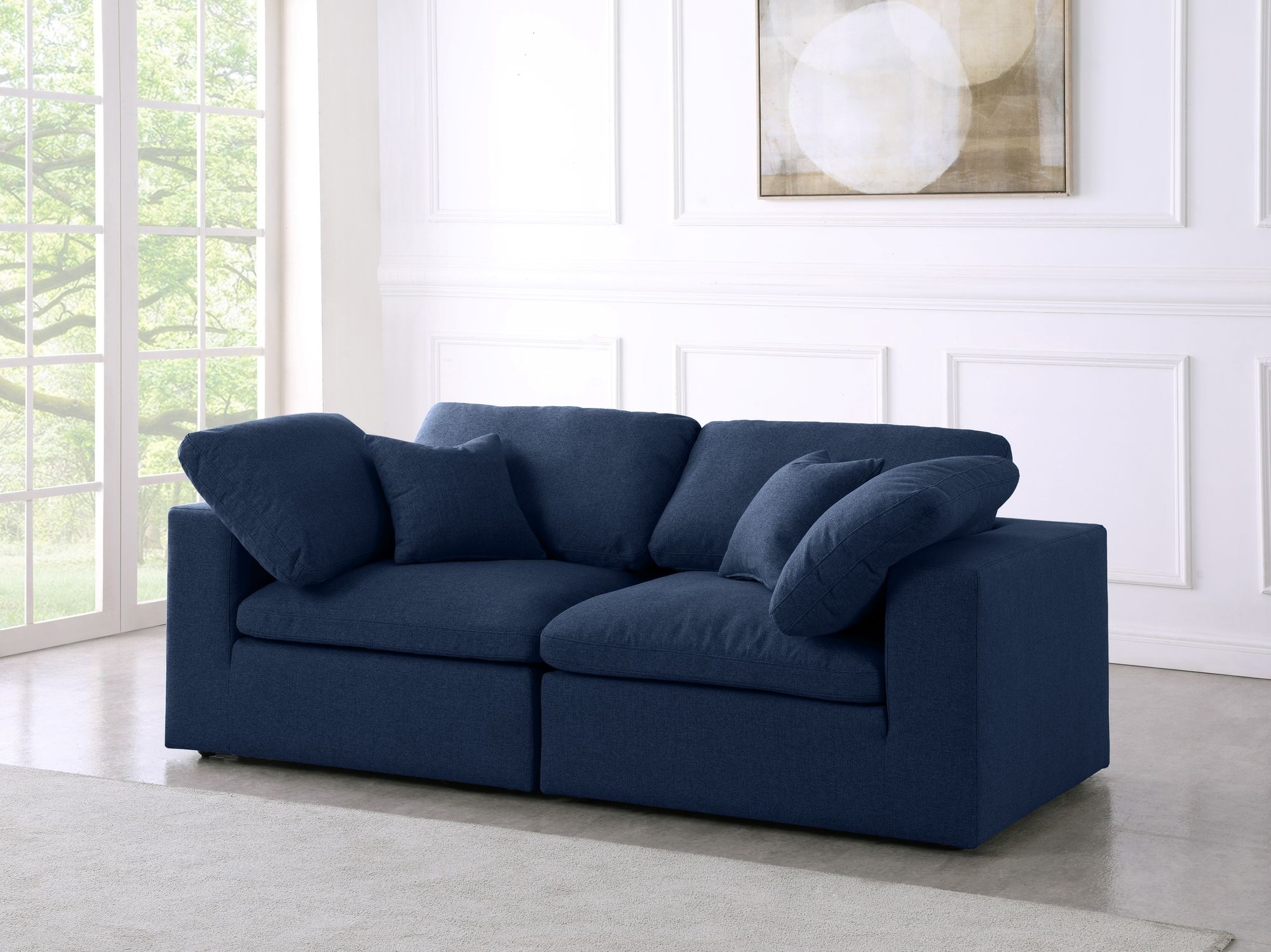 Serene 80" Linen Fabric Deluxe Comfort Modular Sofa