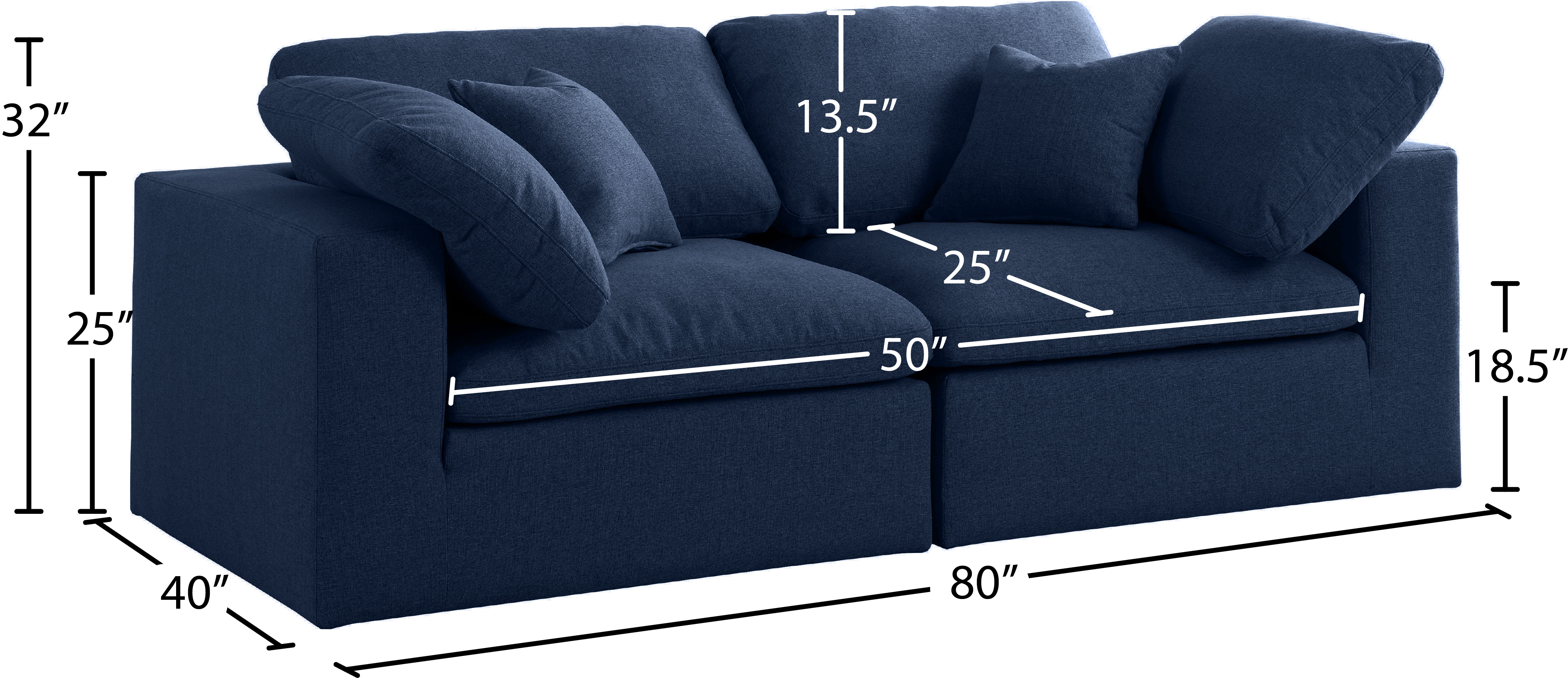 Serene 80" Linen Fabric Deluxe Comfort Modular Sofa