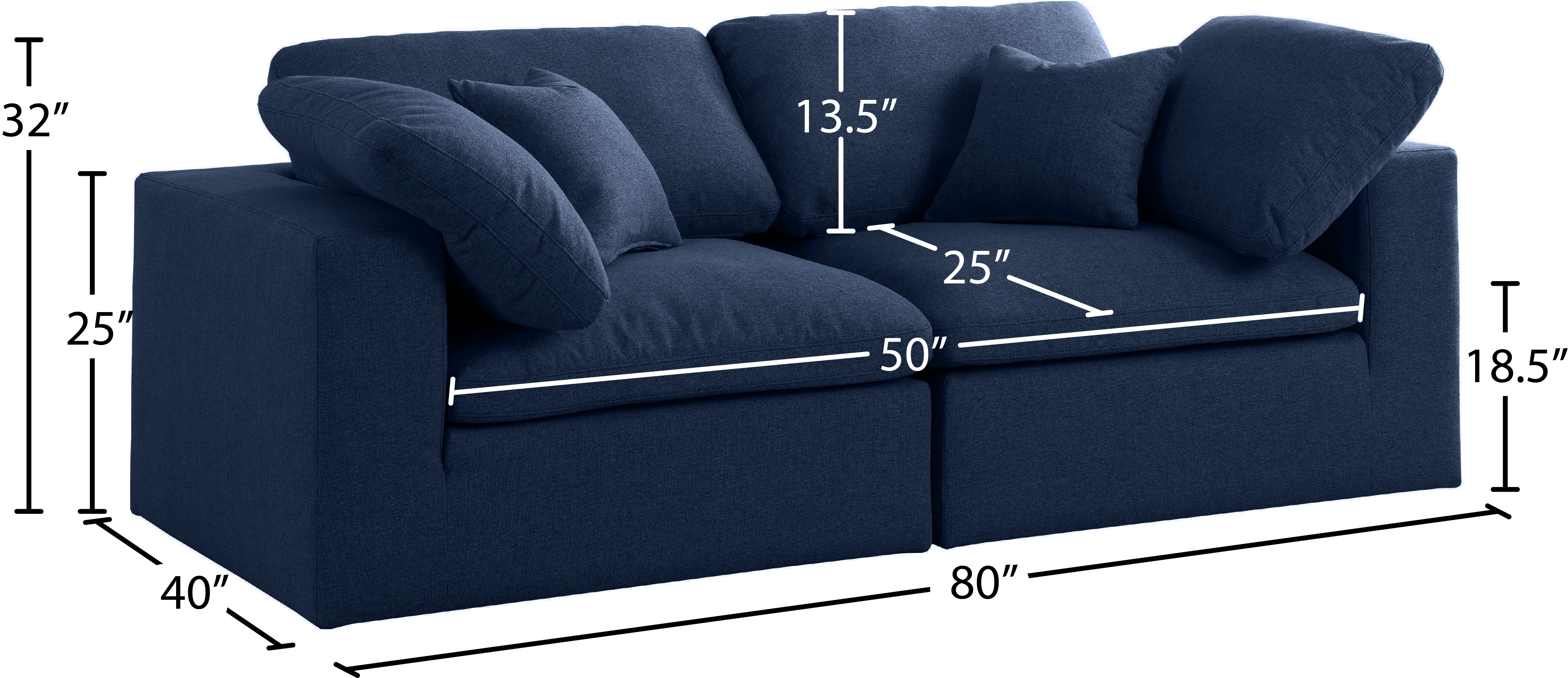 Serene 80" Linen Fabric Deluxe Comfort Modular Sofa