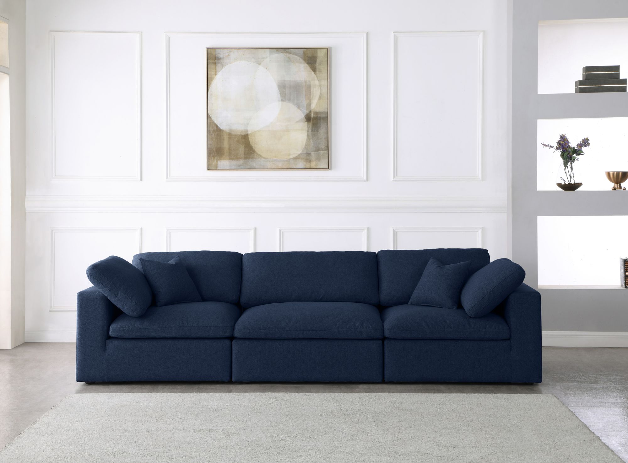 Serene 119" Linen Fabric Deluxe Comfort Modular Sofa