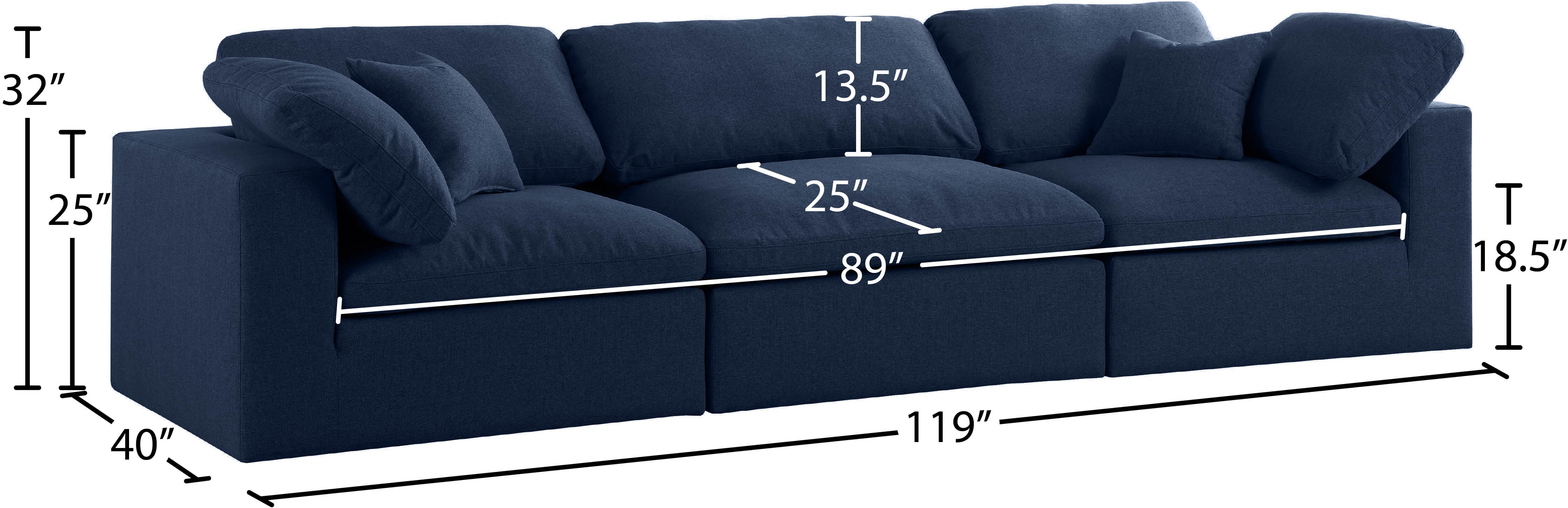 Serene 119" Linen Fabric Deluxe Comfort Modular Sofa