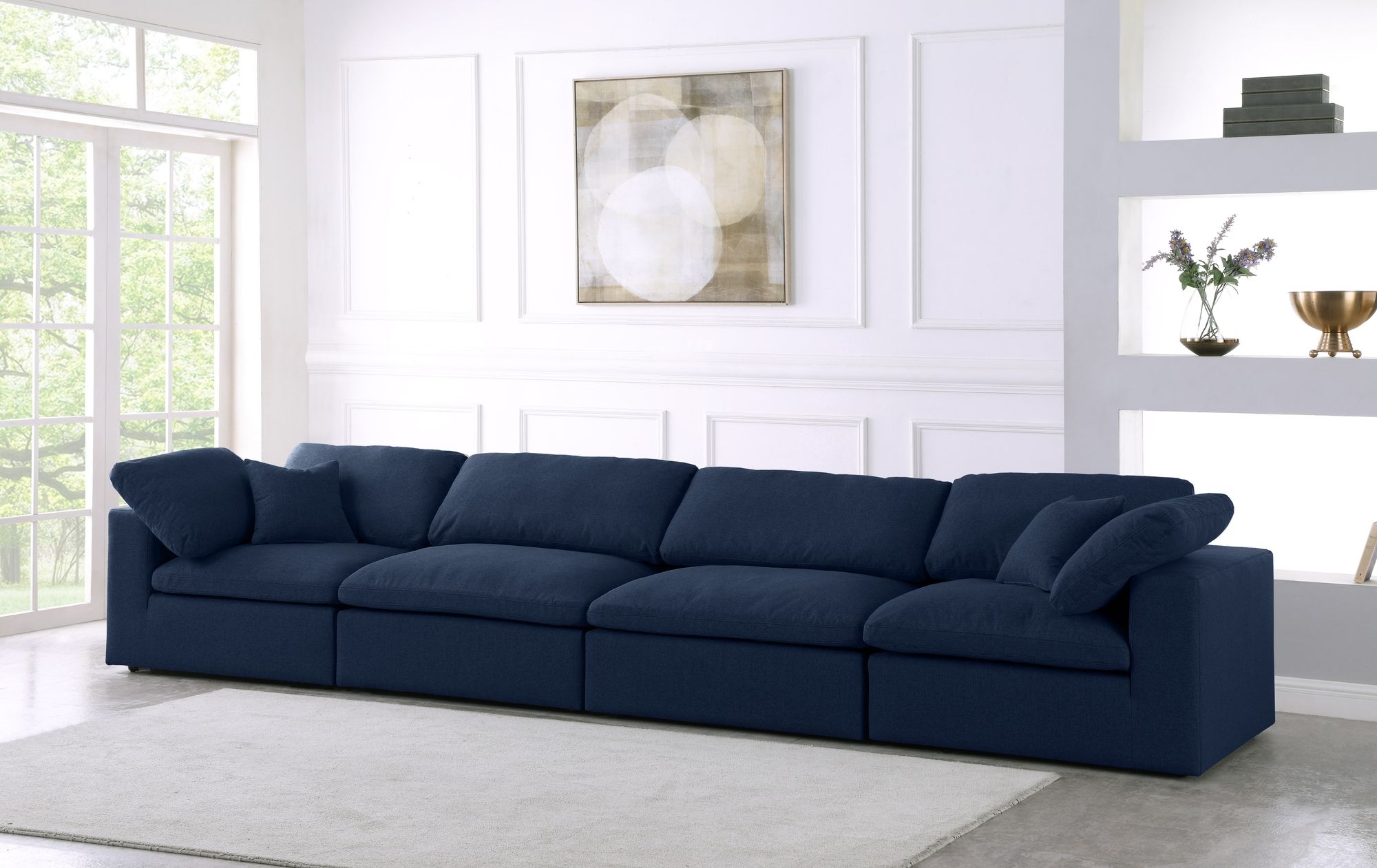Serene 158" Linen Fabric Deluxe Comfort Modular Sofa