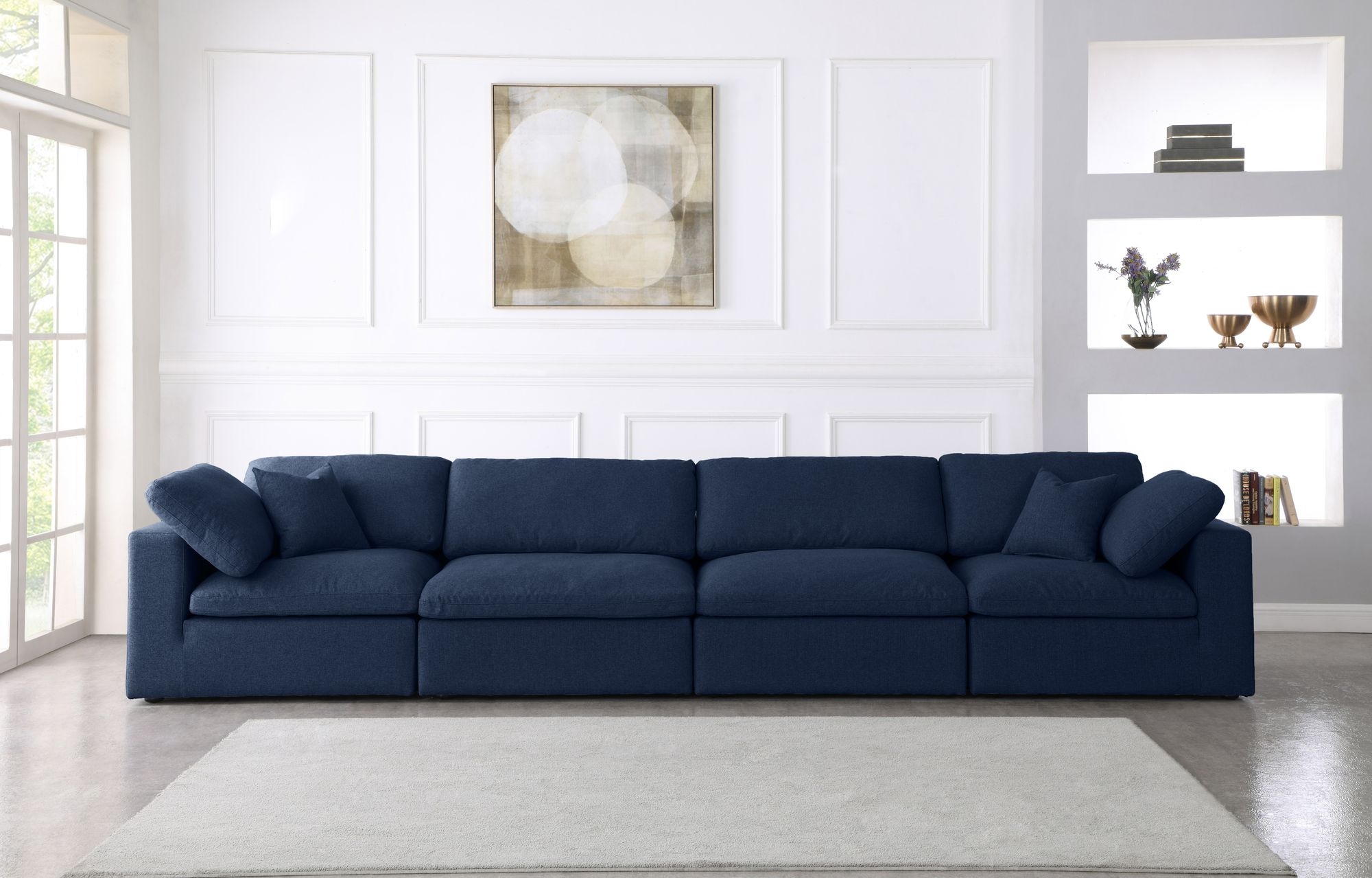 Serene 158" Linen Fabric Deluxe Comfort Modular Sofa